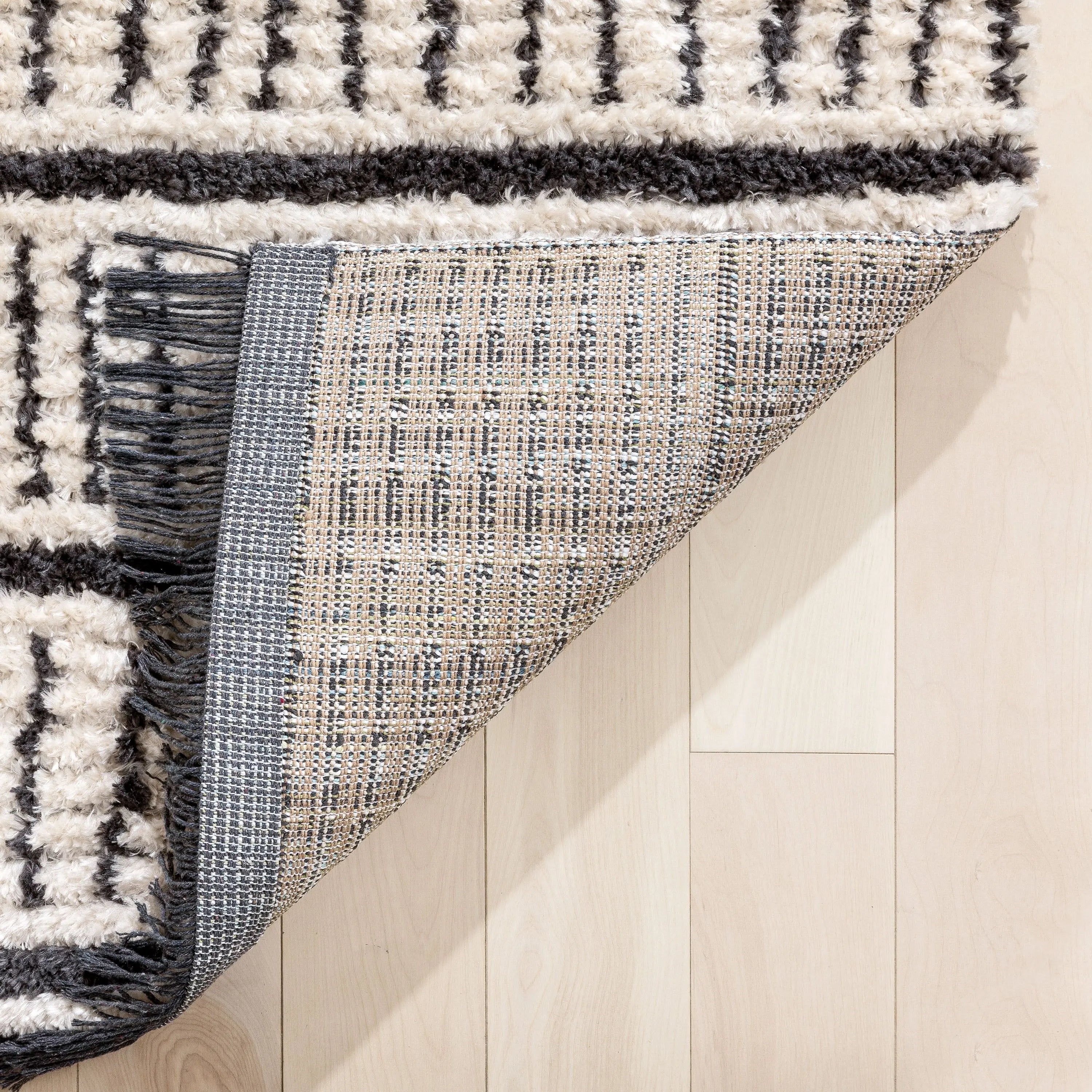 Viho Tribal Geometric Stripes Ivory High-Low Textured Pile Rug、mySite、gigharbornorthrealestate