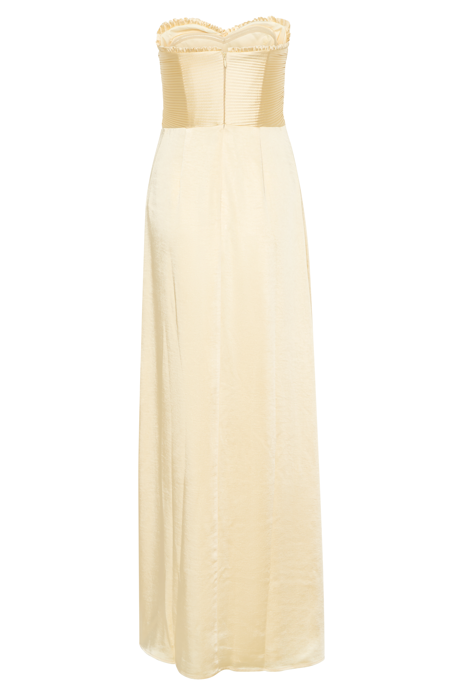 Larissa Satin Maxi Dress With Ruched Petals - Lemon、mySite、solidvoid