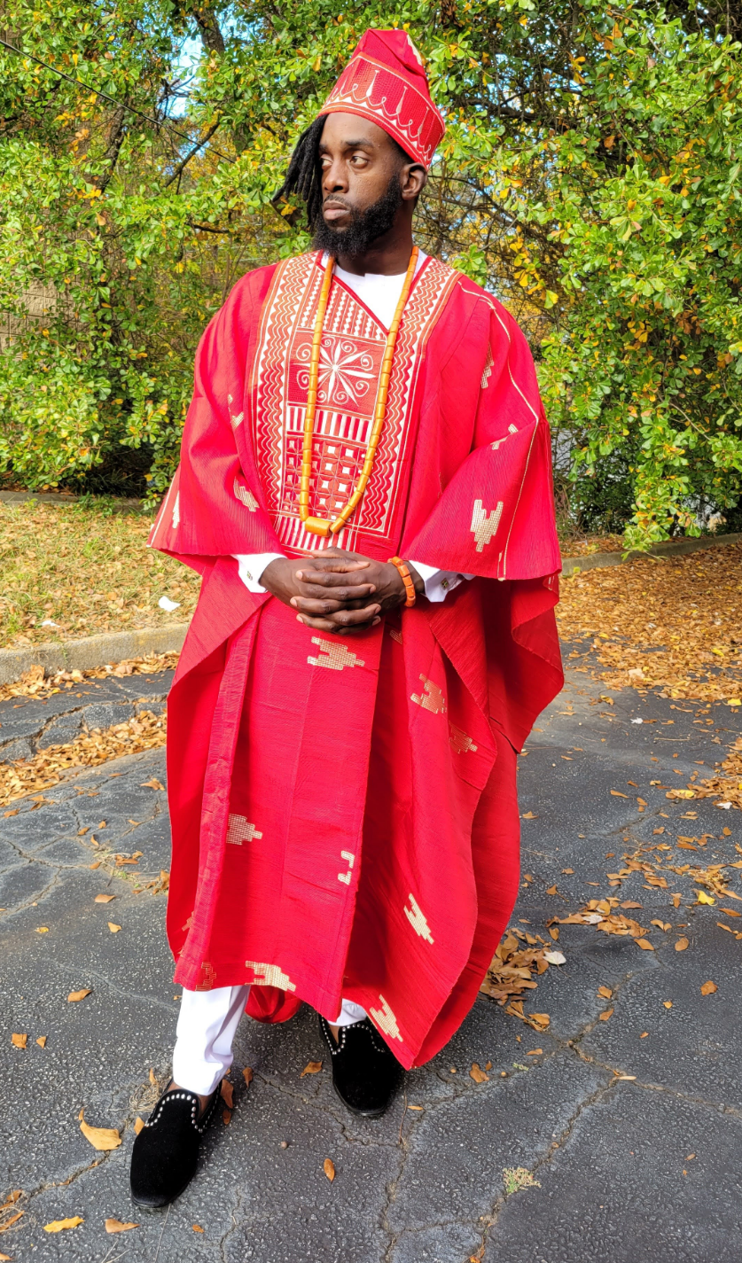 Adebisi African Aso Oke Agbada Grand boubou Robe - DPARG58、mySite、solidvoid