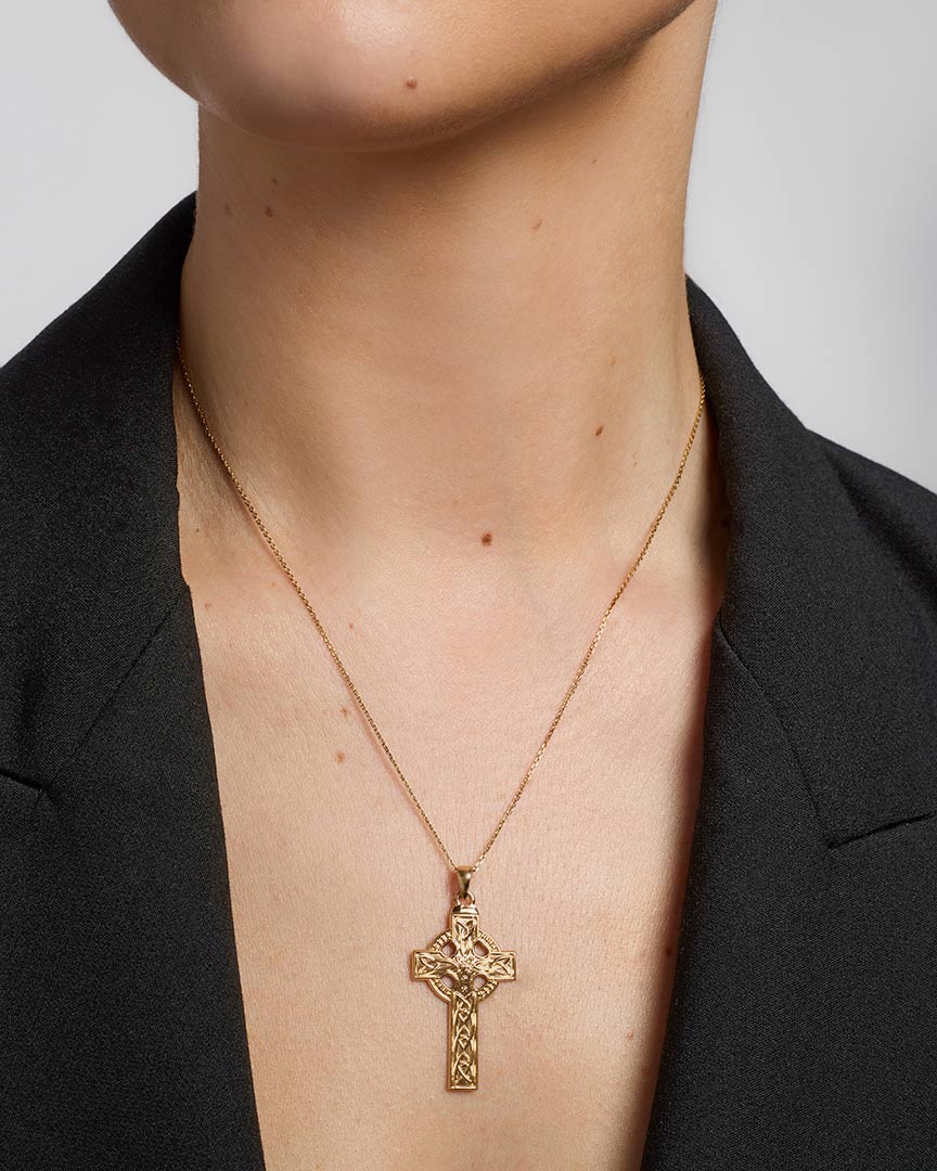 14K Gold Large Embossed Celtic Cross、mySite、botmansion