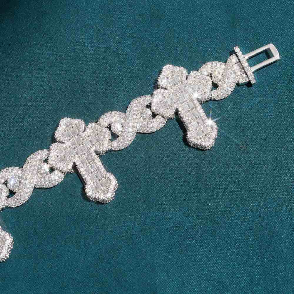 15MM Moissanite Cross Infinity Link Bracelet、mySite、hinf8tx79