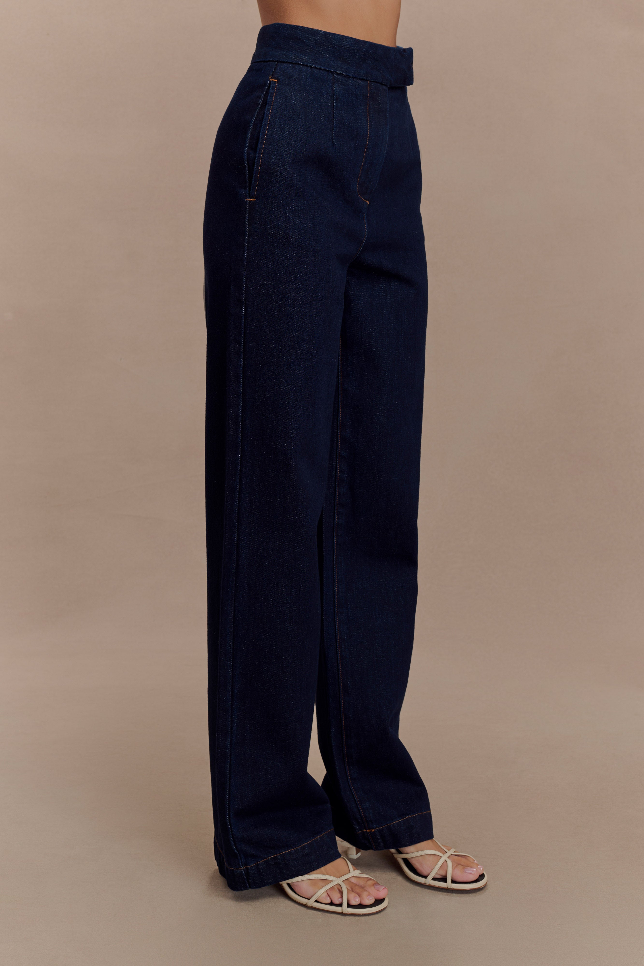 Rayne Wide Leg Denim Jeans - Indigo Blue、mySite、solidvoid