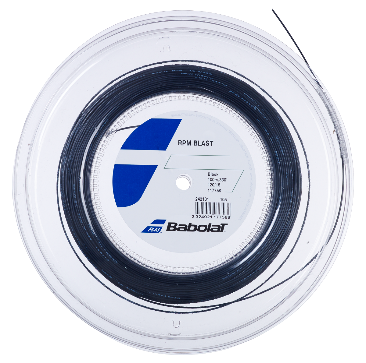 Babolat RPM Blast 18 Tennis String Mini Reel (Black)