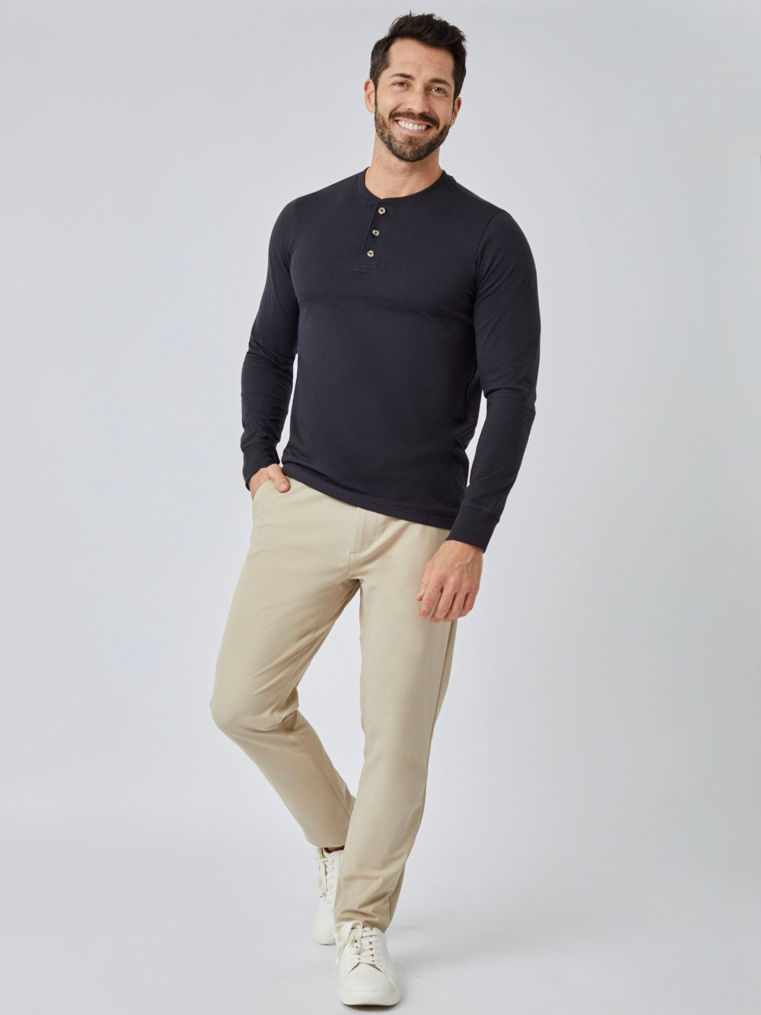  Anchor Black Long Sleeve Henley、mySite、ghnorth