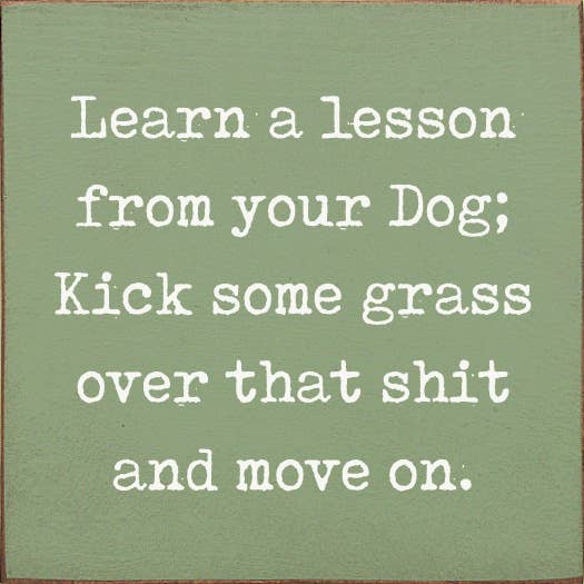Lesson From Your Dog; Kick Some Grass Over That Shit Handmade Real Wood Funny Sign、mySite、g9winljtr