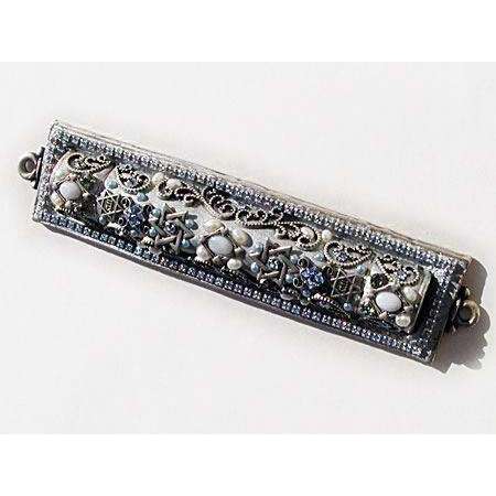 Michal Golan Blue Lace Agate & Crystal Mezuzah、mySite、topwebapps