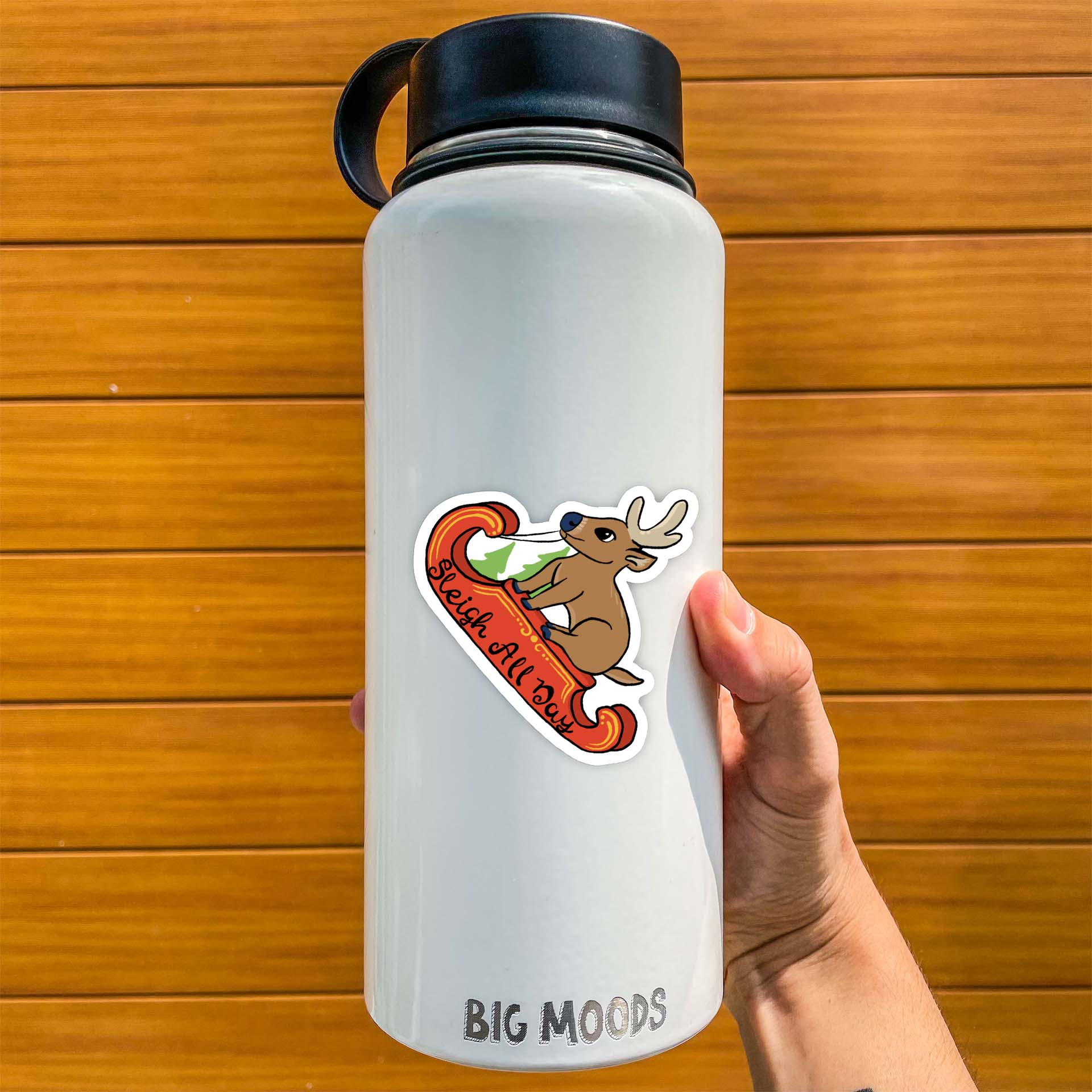  Sleigh All Day Reindeer Winter Sticker、mySite、ghnorth