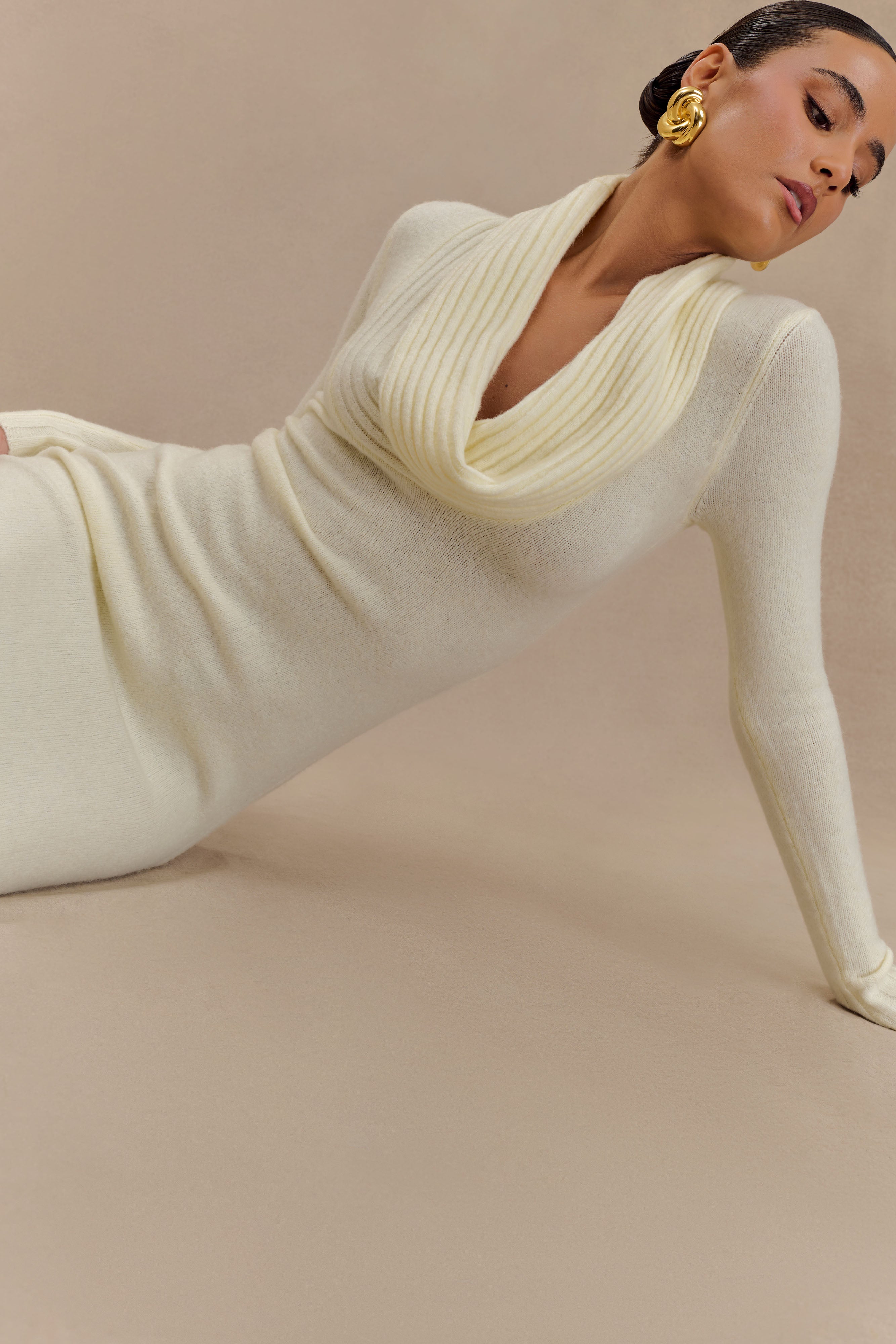 Alessandra Reversible Knit Maxi Dress - Ivory Marle、mySite、solidvoid