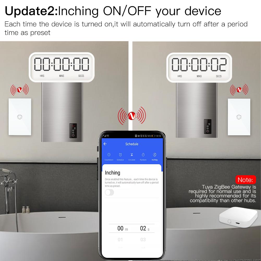 ZigBee Smart Boiler Touch Switch Water Heater Single Pole Neutral Wire Required US 20A/40A、mySite、fannypackpong