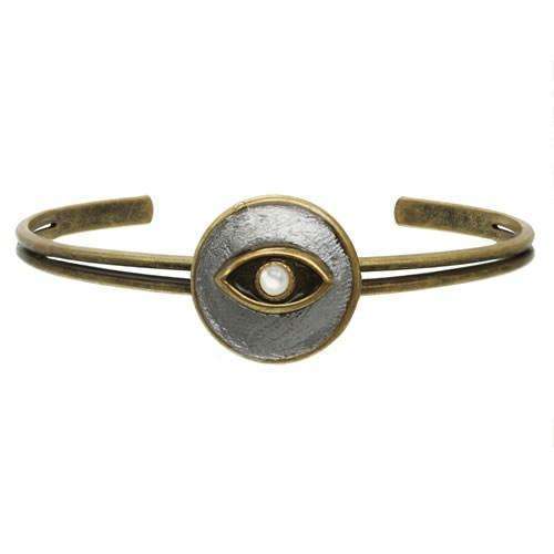 Michal Golan Round White Evil Eye Cuff Bracelet、mySite、topwebapps
