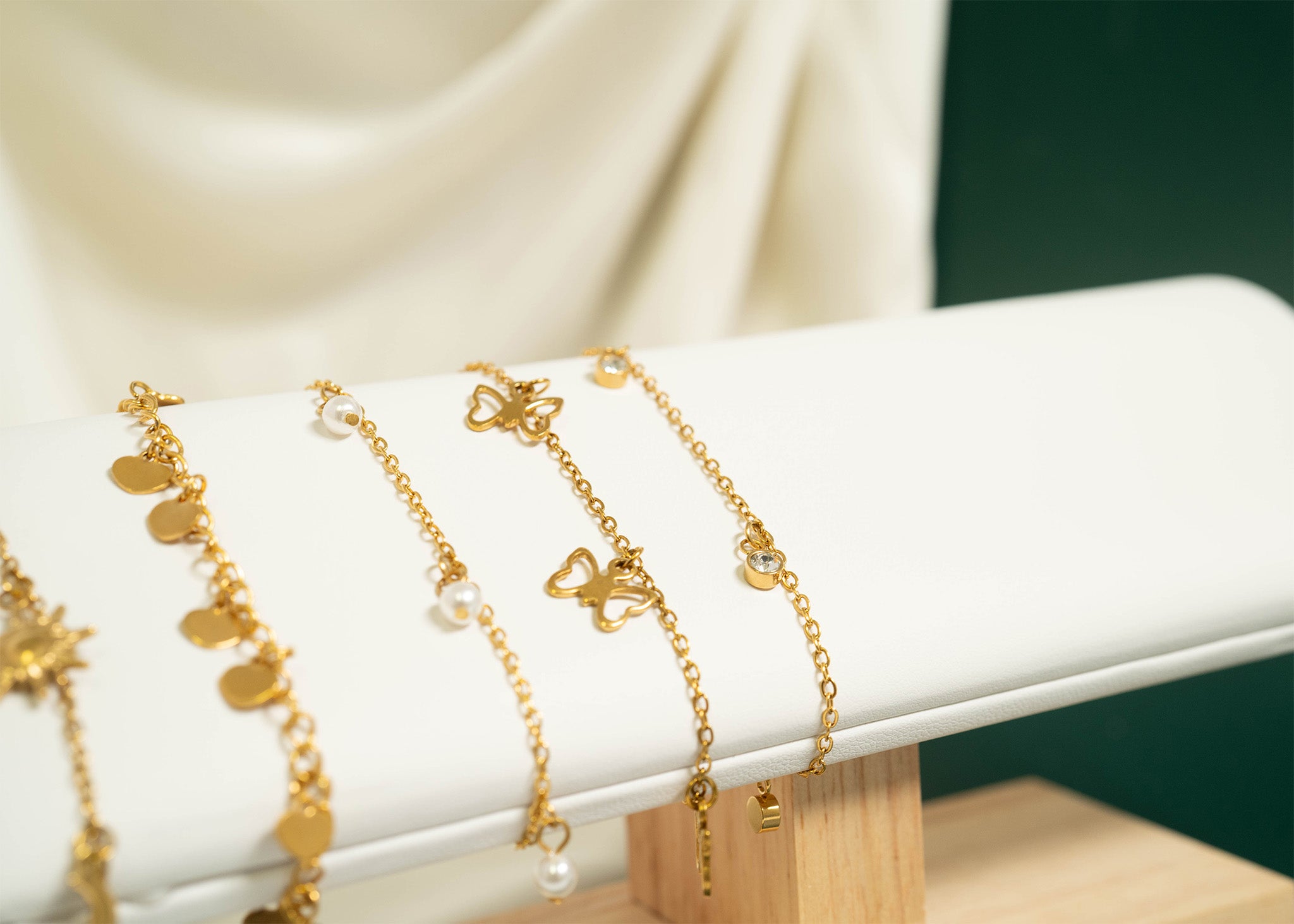 18K Gold PVD Stainless Steel Pearl Anklet / BRJ1031、mySite、dreamappss