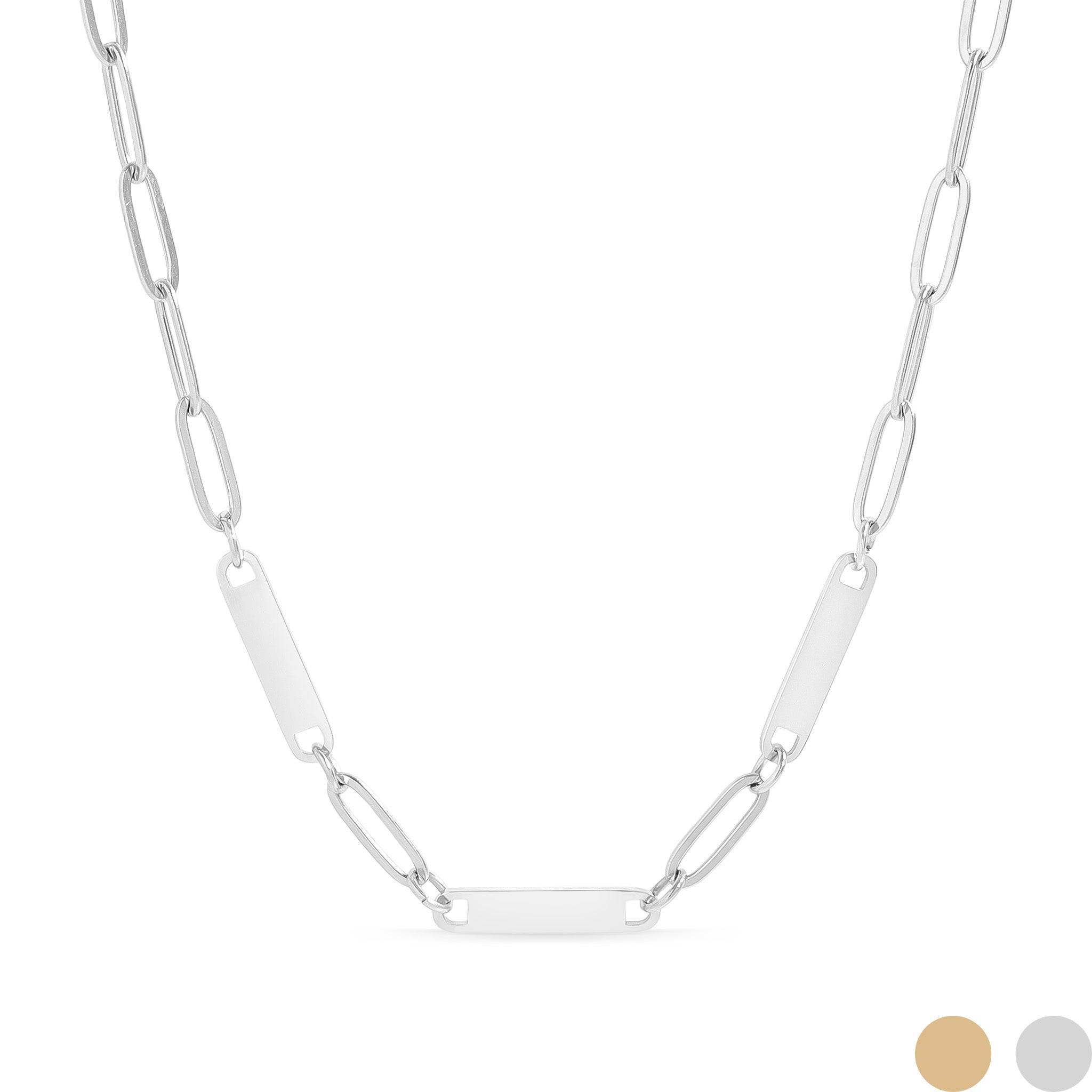 18K Gold PVD Stainless Steel Engravable Paperclip 3 Bar Necklace / SBB0313、mySite、dreamappss