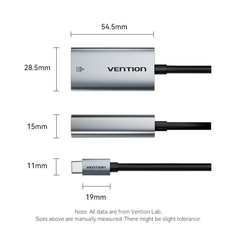 Vention USB-C to Gigabit Ethernet Adapter 0.15M Gray Aluminum Alloy Type、mySite、fannypackpong