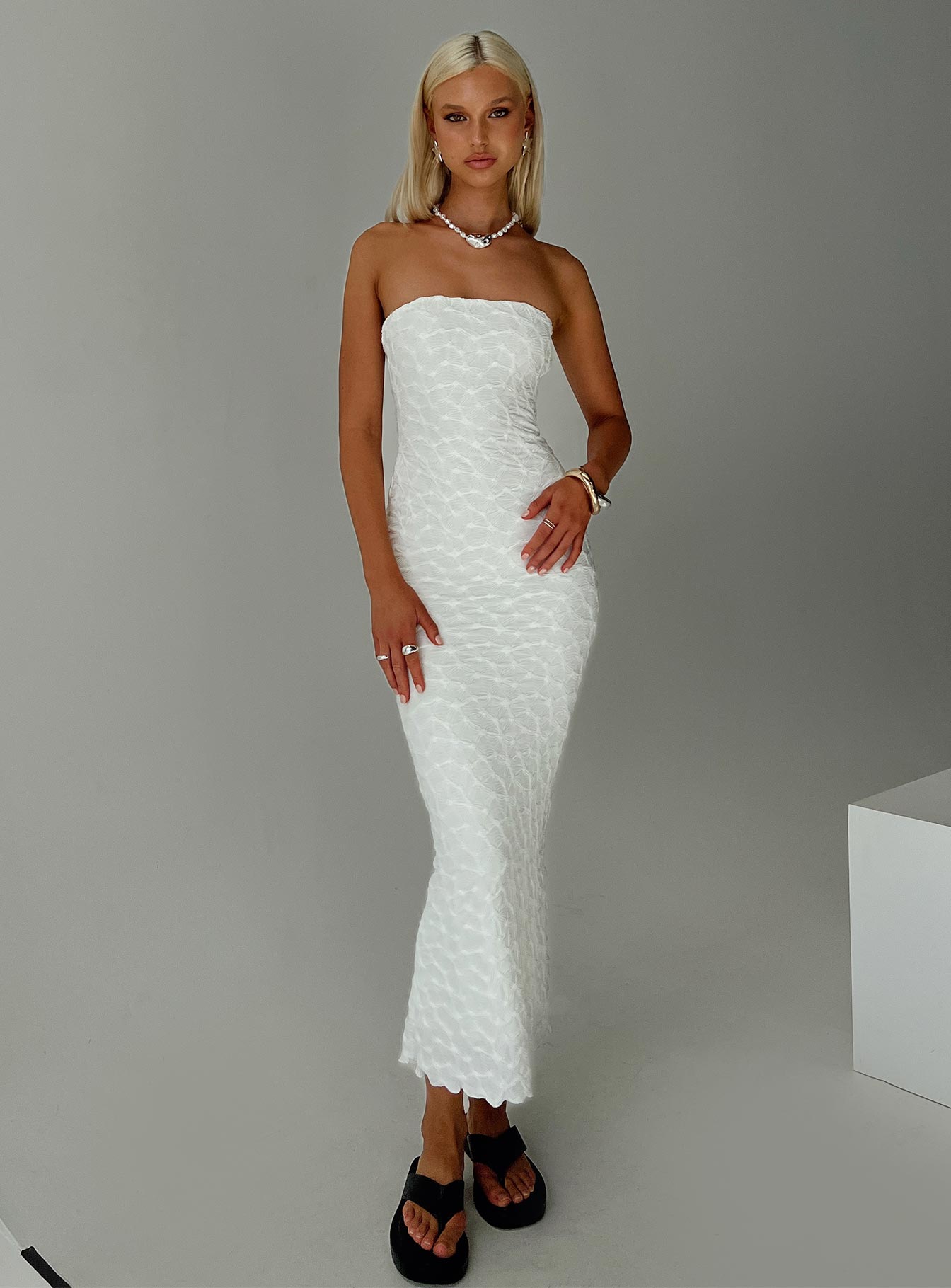 Jaxx Strapless Maxi Dress White、mySite、solidvoid
