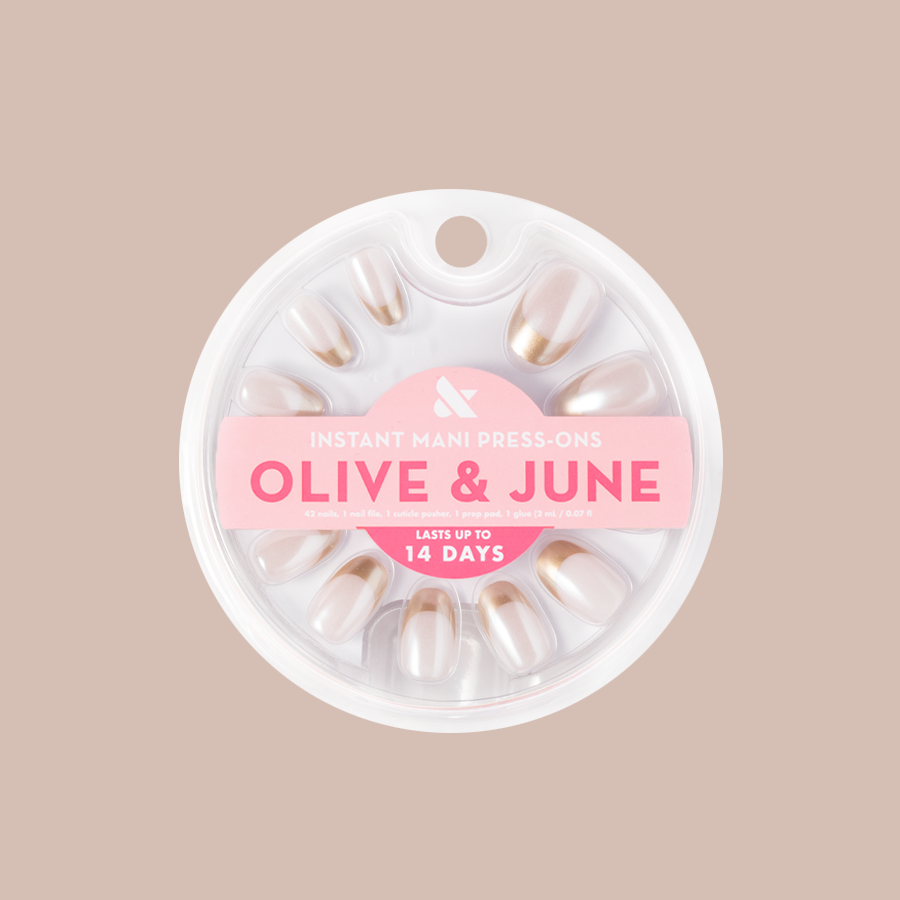 Gold Glimmer French - Press-On | Medium | Oval、mySite、solidvoid