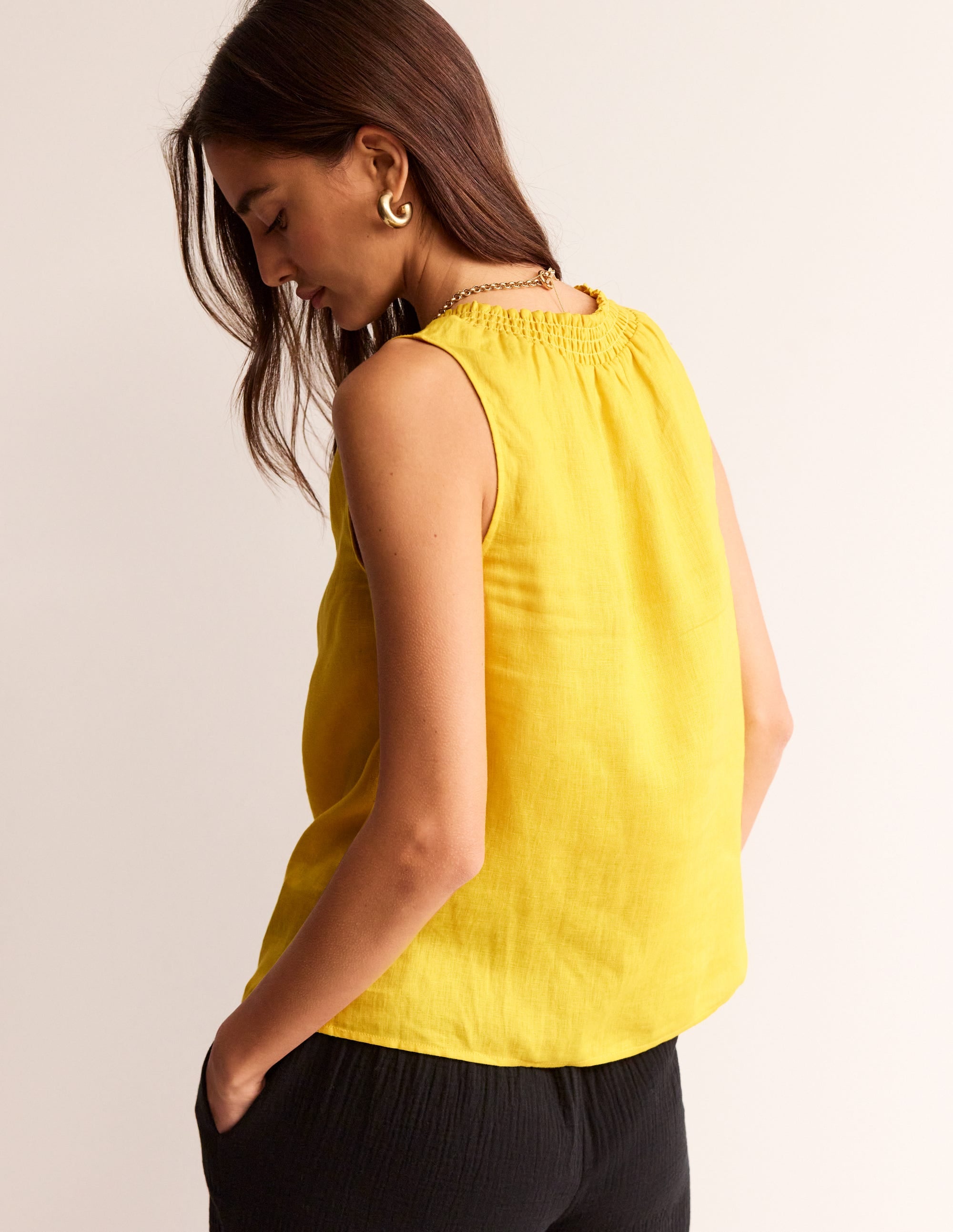  Georgia Linen Sleeveless Top-Pinapple、mySite、ashleygrahame