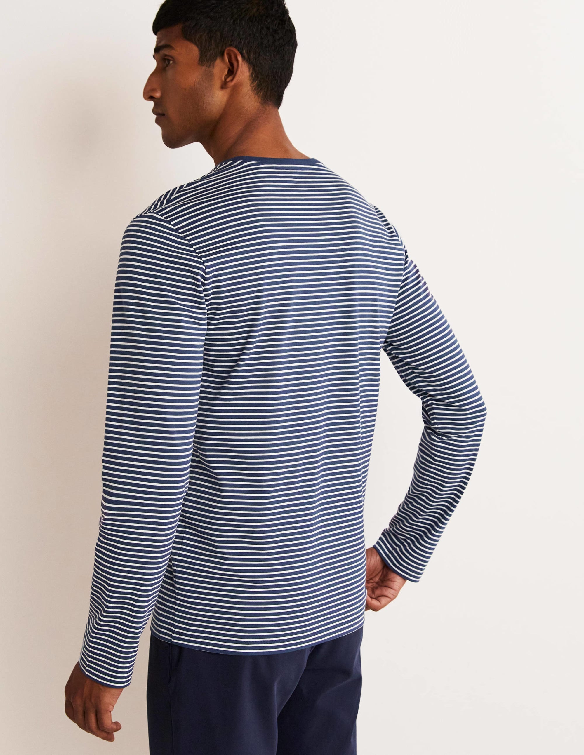  Classic Long-sleeved T-shirt-Navy/Ivory Stripe、mySite、ashleygrahame