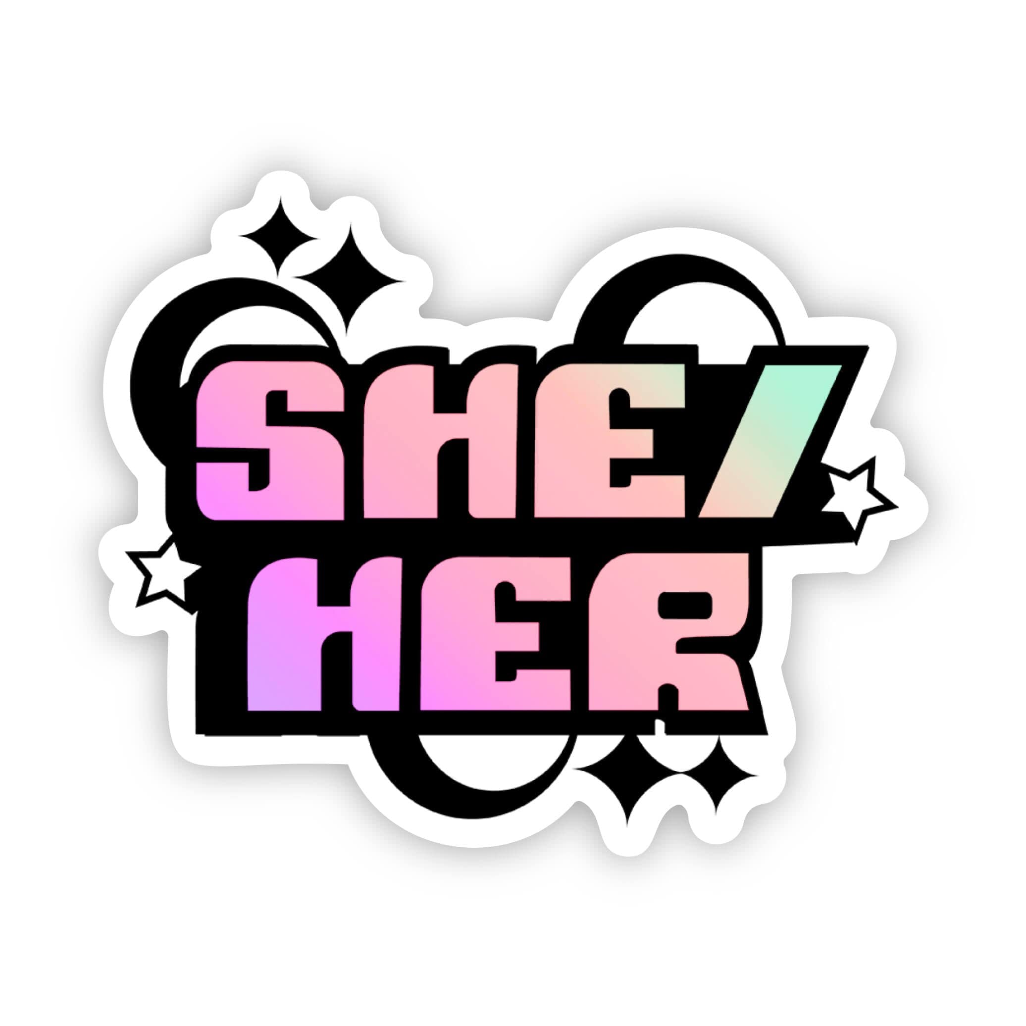  She Her Pronoun Colorful Y2K LGBTQ Pride Sticker、mySite、ghnorth
