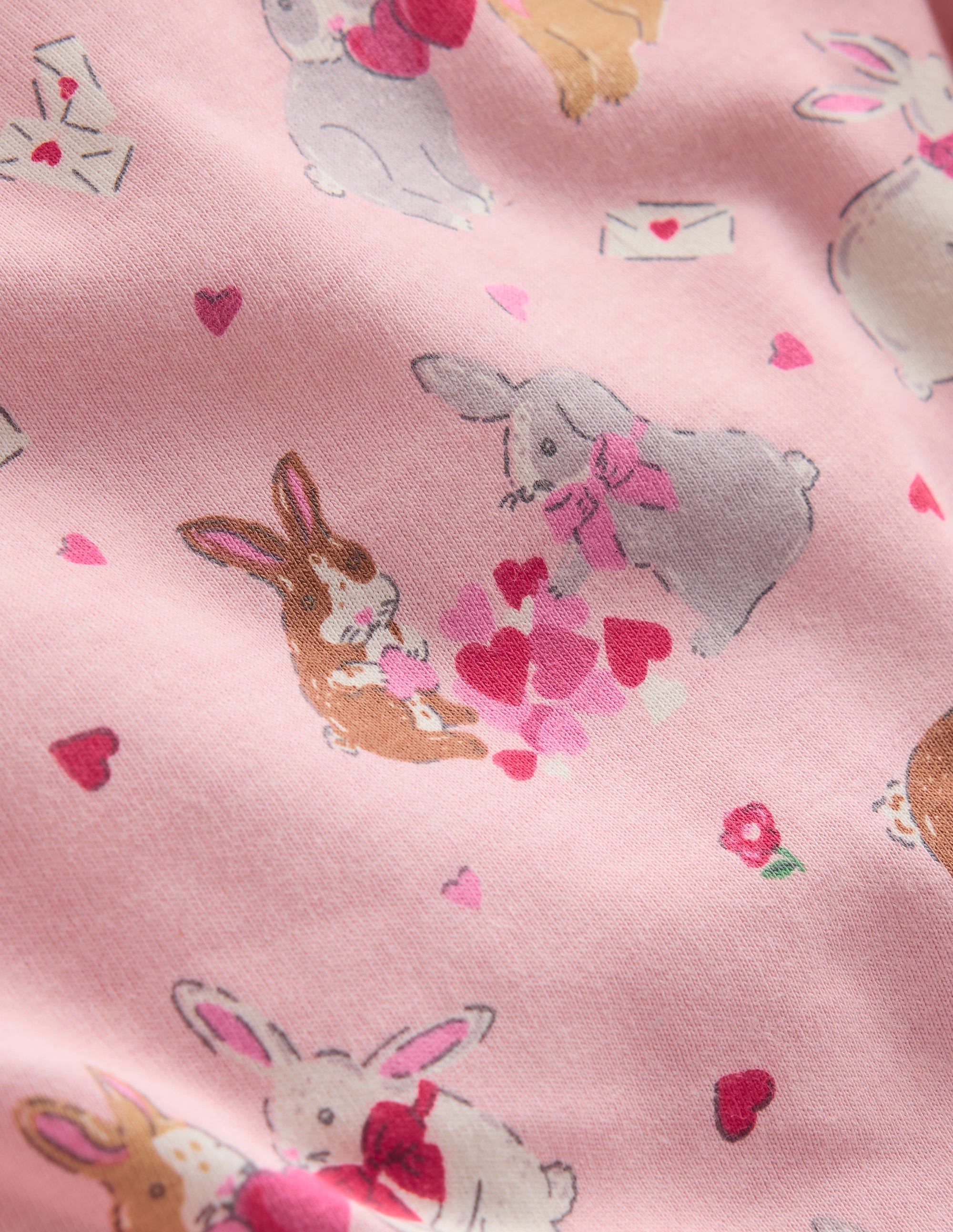  Printed Long-Sleeved Nightie-Chalk Pink Love Bunnies、mySite、ashleygrahame