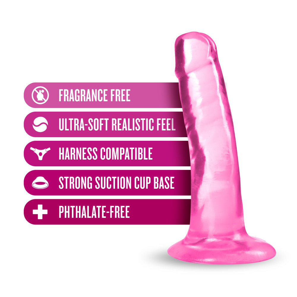 B Yours Plus By Blush® | Hard N’ Happy Realistic G-Spot Pink 5.5-Inch Long Dildo With Suction Cup Base、mySite、bottomscart