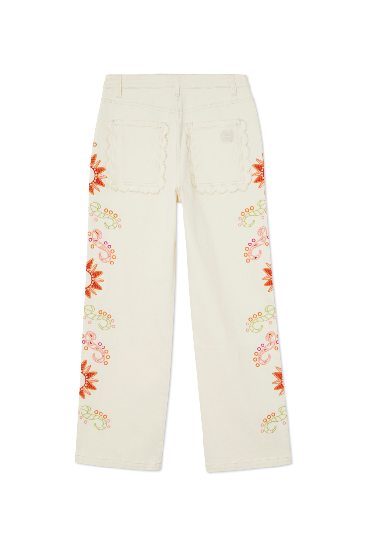 Ecru Enchanted Cut Work Scallop Jeans Petite、mySite、solidvoid