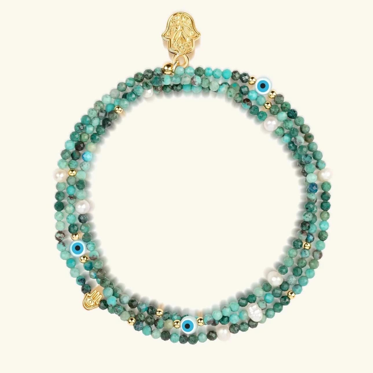 Enlightened Spirit Turquoise Hamsa Wrap Bracelet、mySite、topwebapps