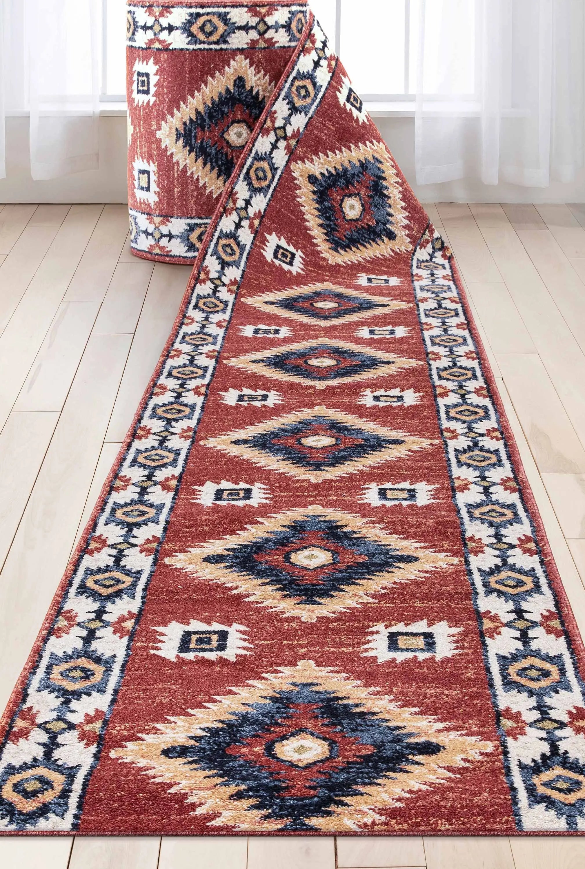Custom Size Runner Lea Southwestern Red Choose Your Width x Choose Your Length Hallway Runner Rug、mySite、gigharbornorthrealestate