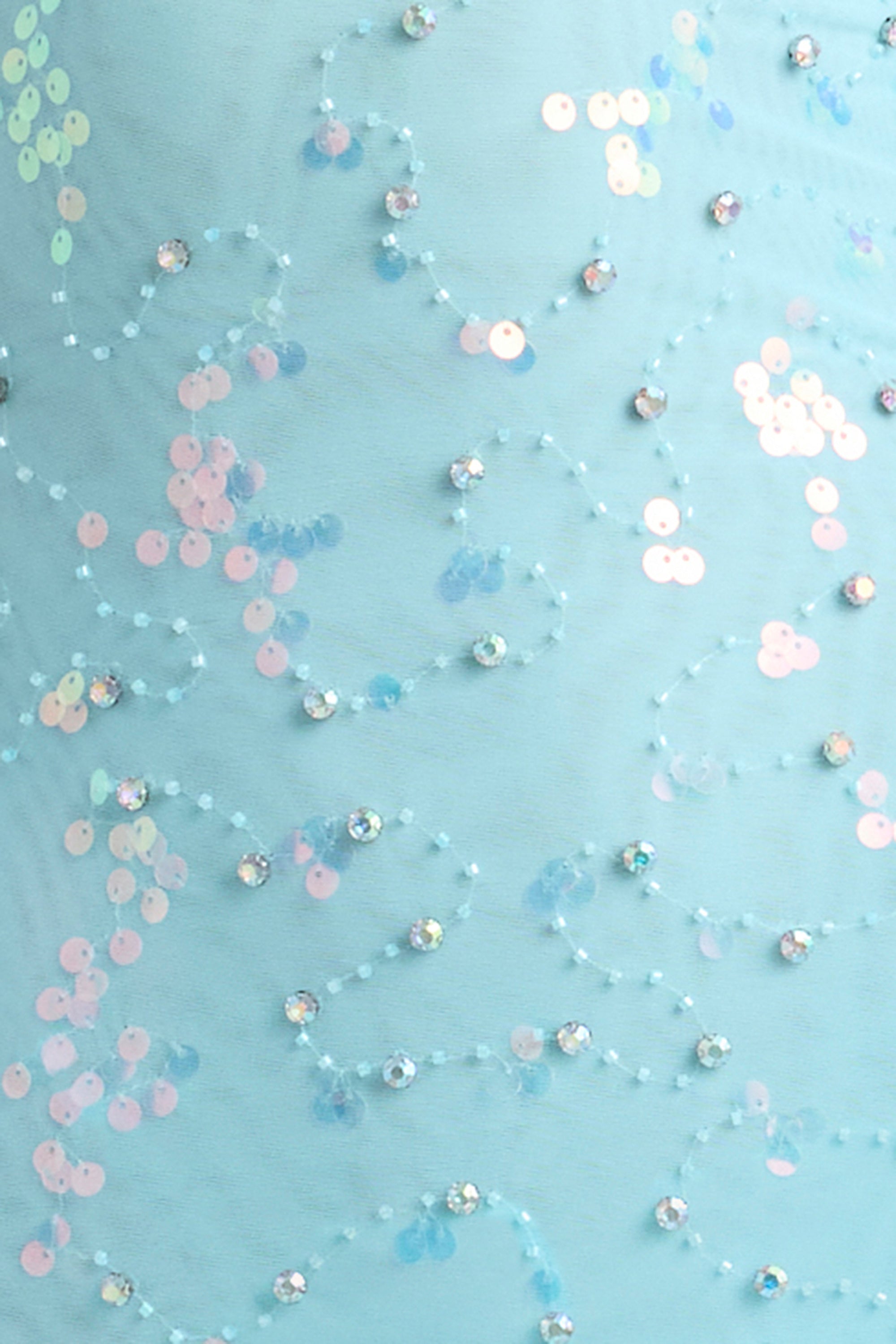 Embellished Lace-Up Mini Dress in Ice Blue、mySite、solidvoid