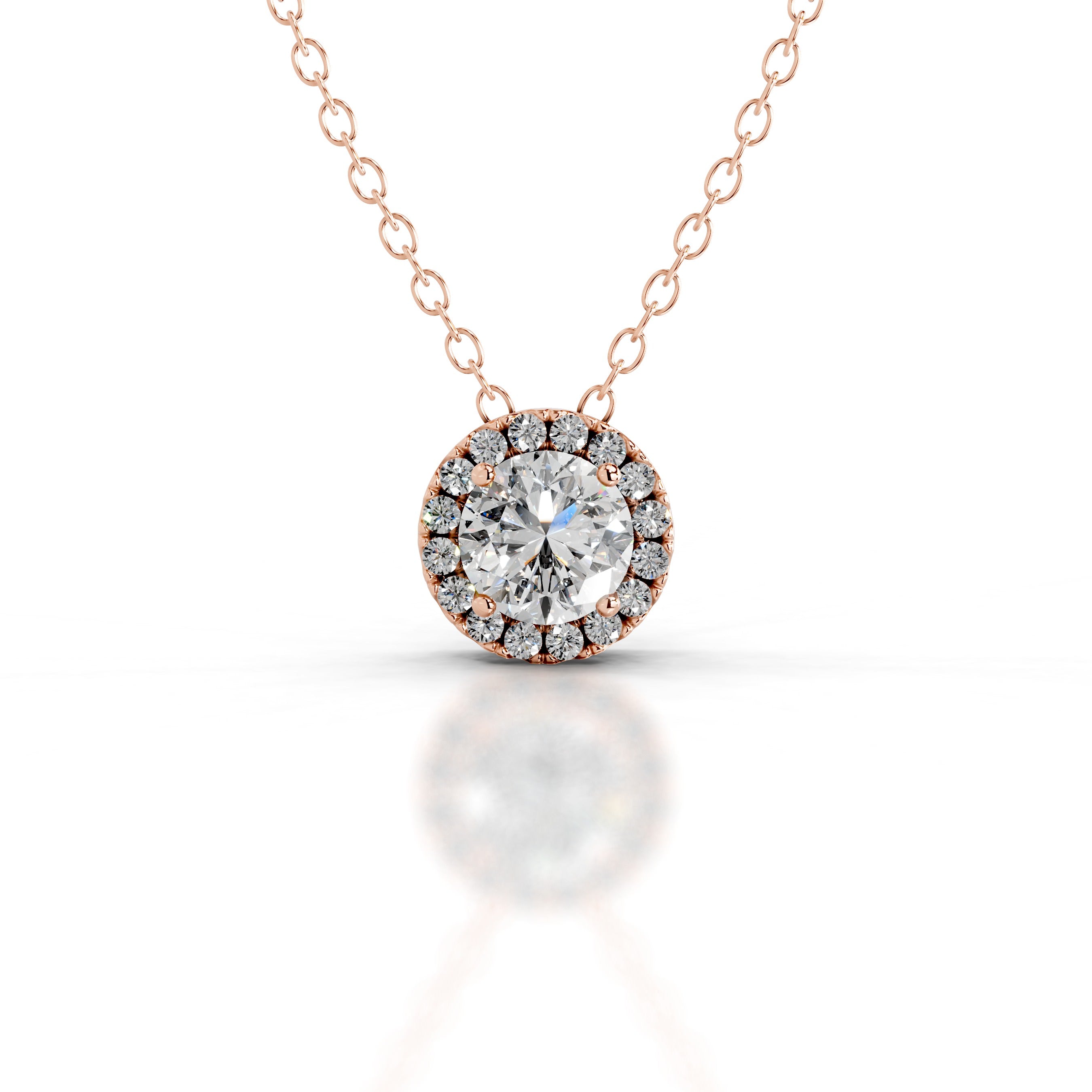Adele Lab Grown Diamond Halo Pendant - 14K Rose Gold、mySite、hinf8tx79