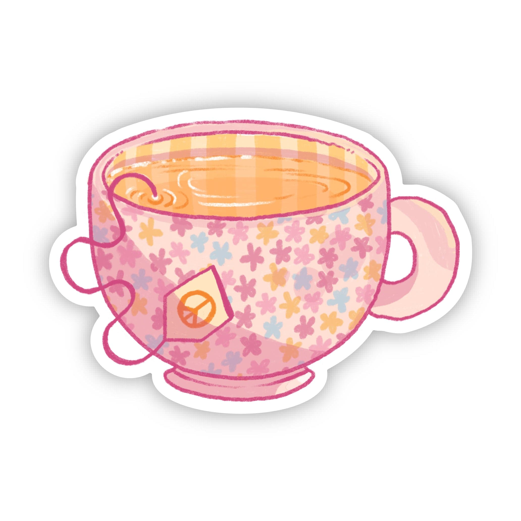  Pink Floral Tea Cup Sticker、mySite、elrpsem3k