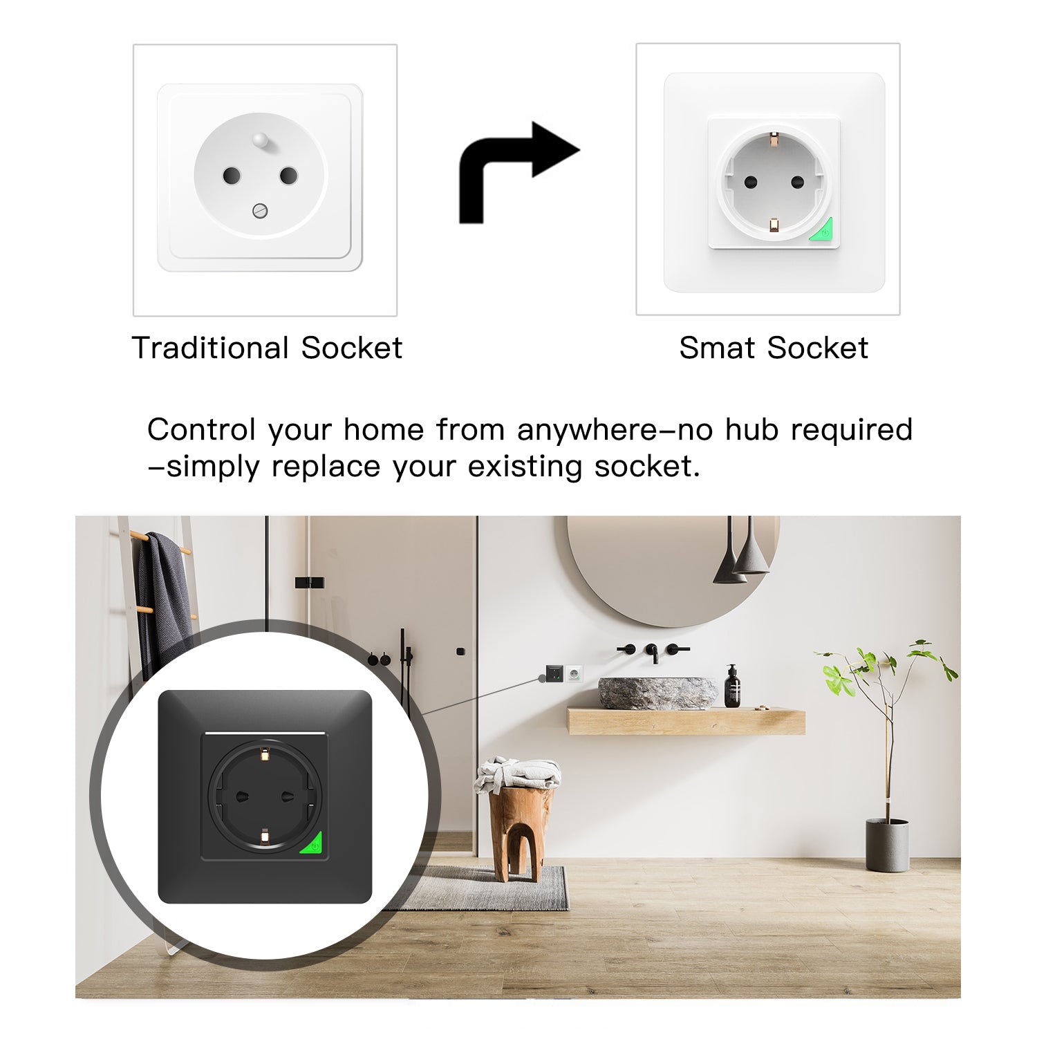 WiFi Smart Light Wall Switch Socket Outlet Push Button EU Version、mySite、fannypackpong
