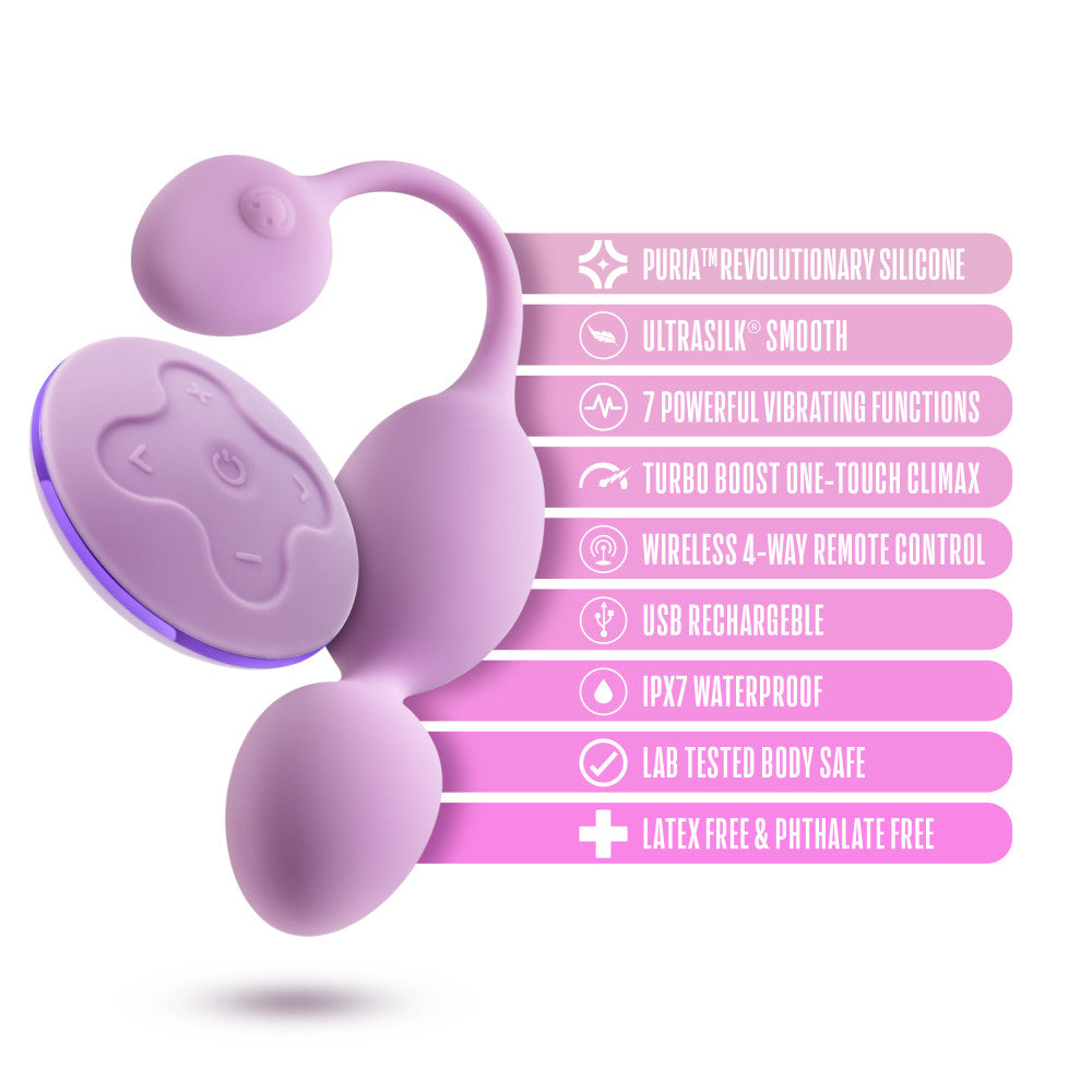 Wellness By Blush™ | Raine Remote Control Vibrating Pelvic Floor Kegel Ball In Purple - 7 Vibration Modes Purio® Silicone、mySite、bottomscart