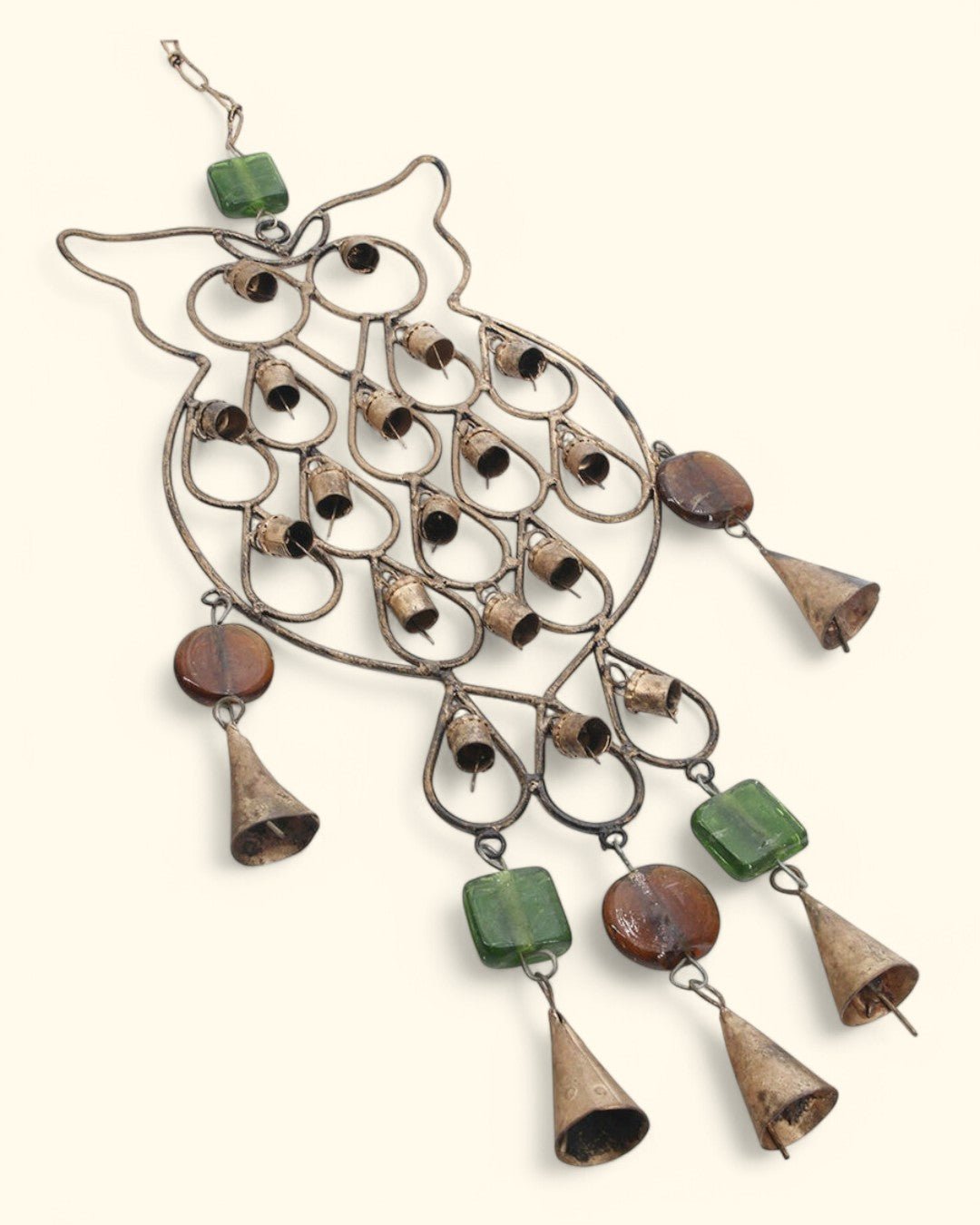 Rustic Finish Wise Owl Wall Hanging Chime, Recycled Metal、mySite、topwebapps