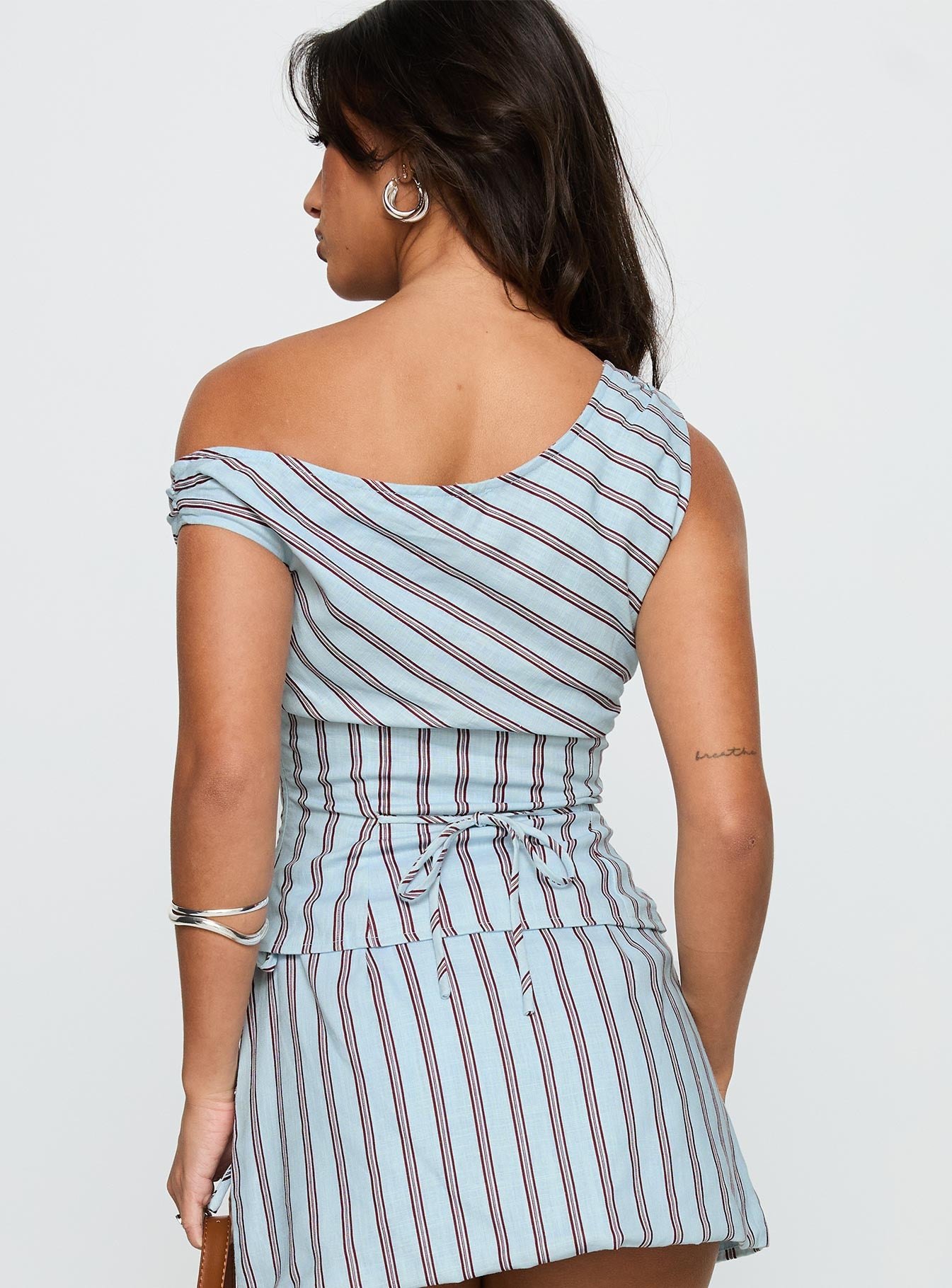 Del Rio Off The Shoulder Top Blue / Maroon、mySite、solidvoid