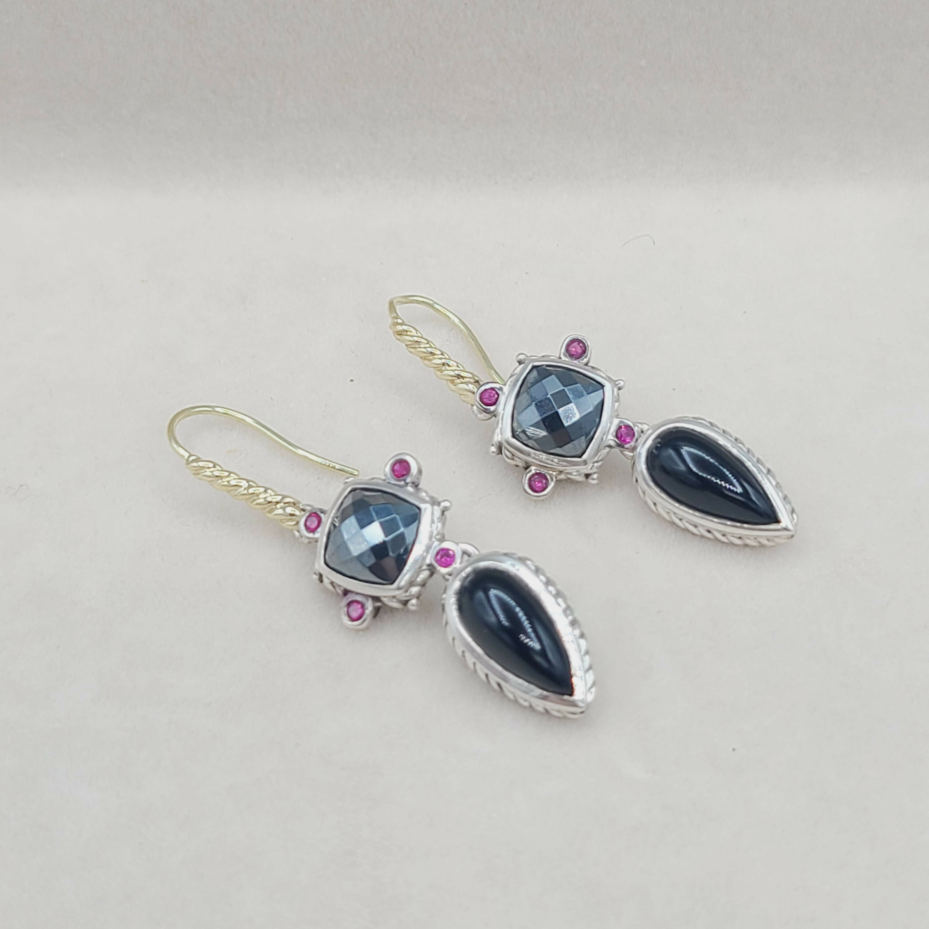 David Yurman Renaissance Drop Earrings Hematite, Onyx & Ruby、mySite、hinf8tx79