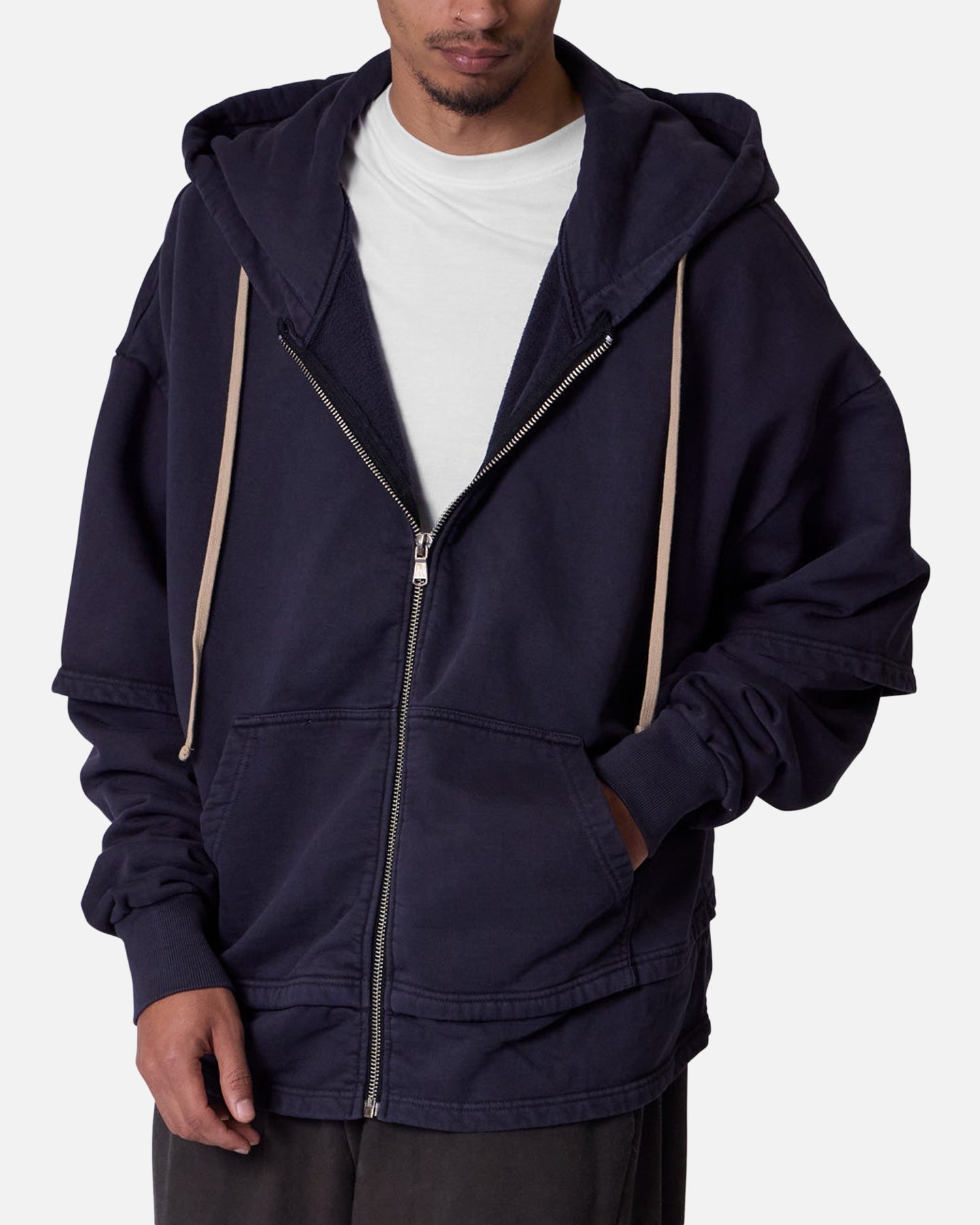 MNML Double Layer Zipper Sweater Washed Black、mySite、zt4zffjzw