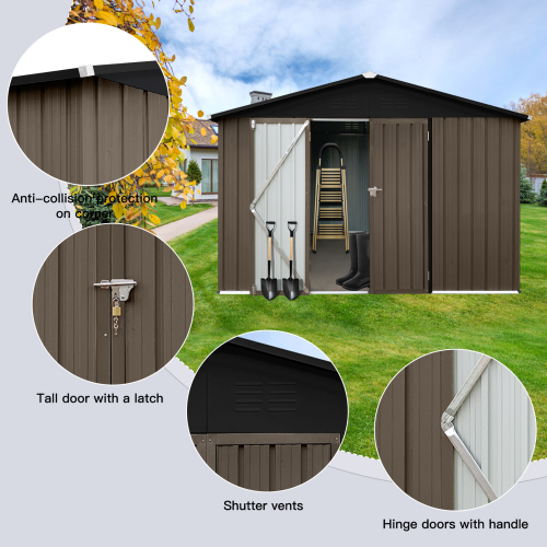Metal garden sheds 12ft×10ft outdoor storage sheds Dark-grey、、eastwooduniform
