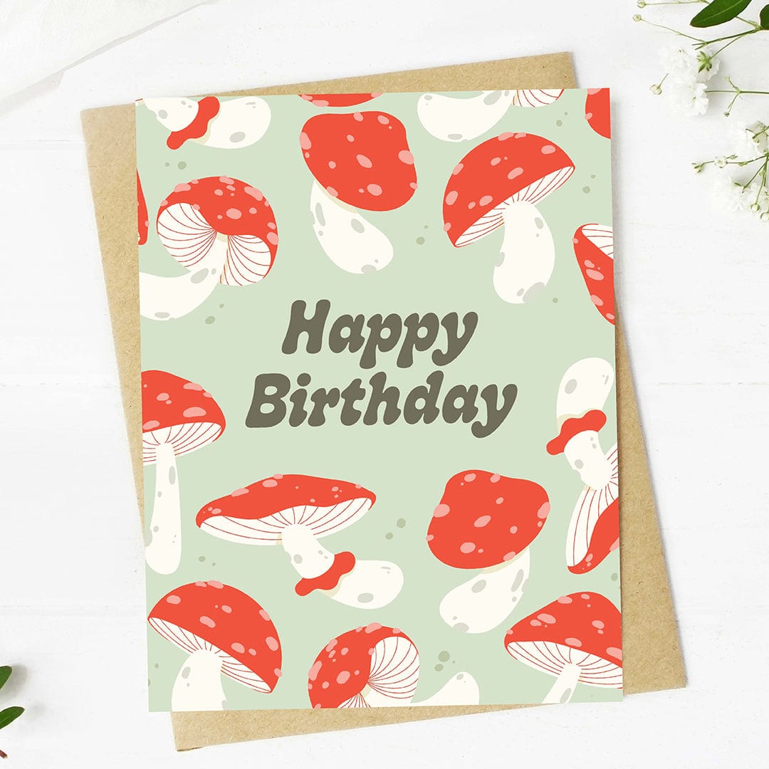  Happy Birthday Mushroom Pattern Greeting Card、mySite、elrpsem3k