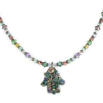 Michal Golan Blue/Green Hamsa Necklace、mySite、topwebapps