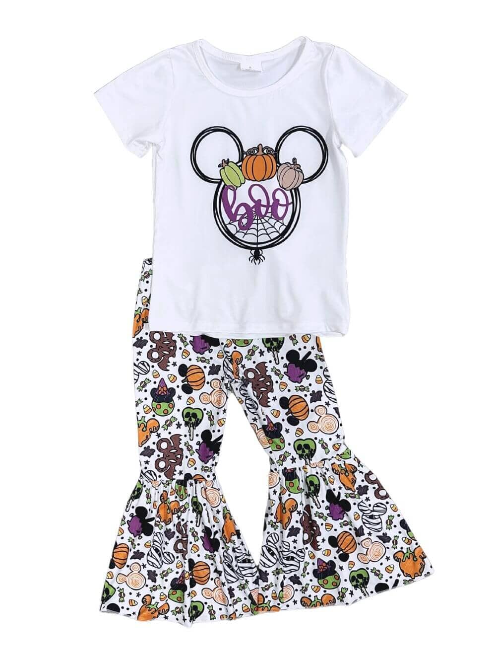 Boo Mouse Not So Scary Halloween Girls Bell Bottom Outfit、mySite、camillekostekn