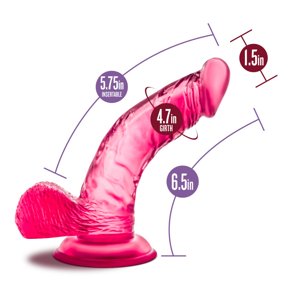 B Yours By Blush® | Sweet N' Hard 8 Realistic Curved G-Spot Pink 6.5-Inch Long Dildo With Balls & Suction Cup Base、mySite、bottomscart