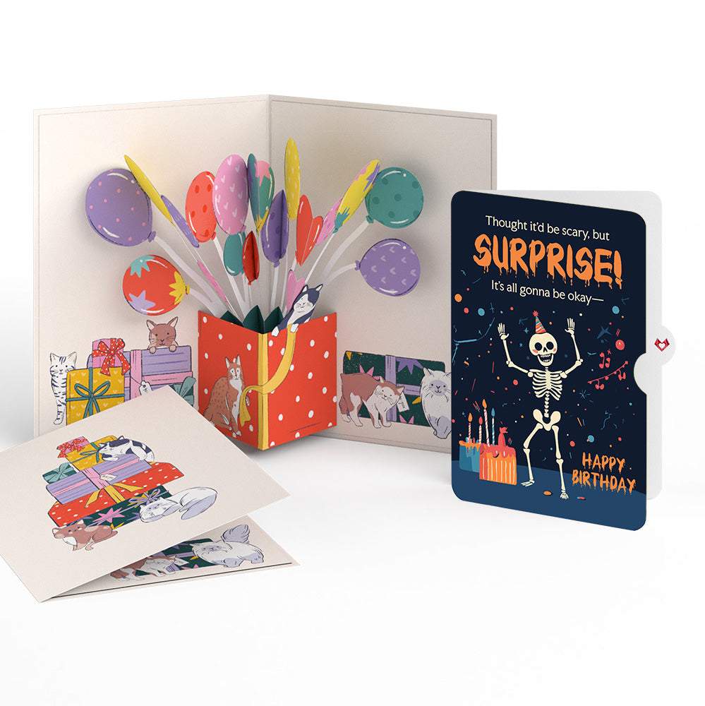 Curious Cats Birthday Pop-Up Card and Surprise Skeleton Sentiment Set、mySite、solidvoid