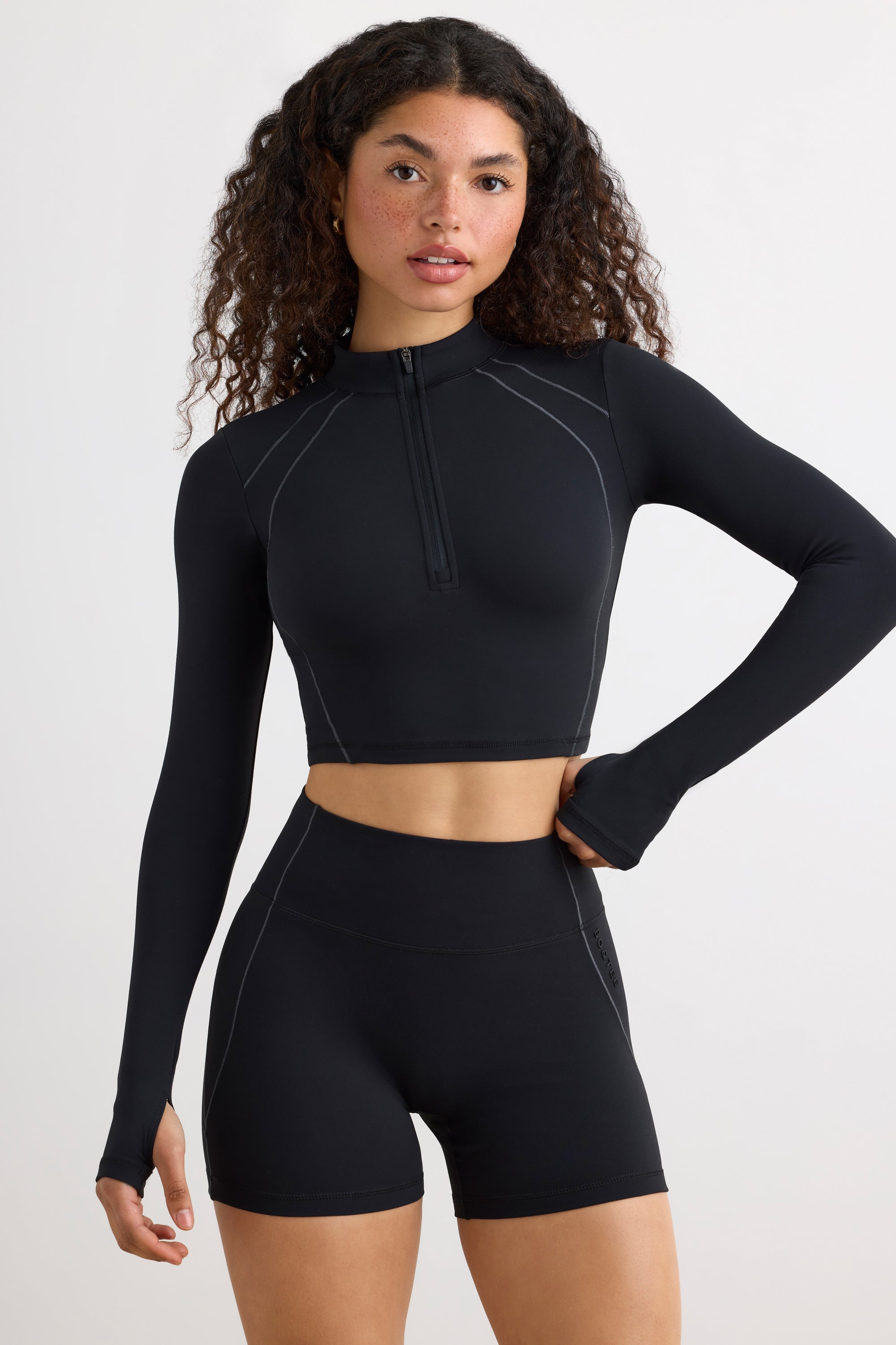 Soft Active High Waist Mini Shorts in Black、mySite、solidvoid