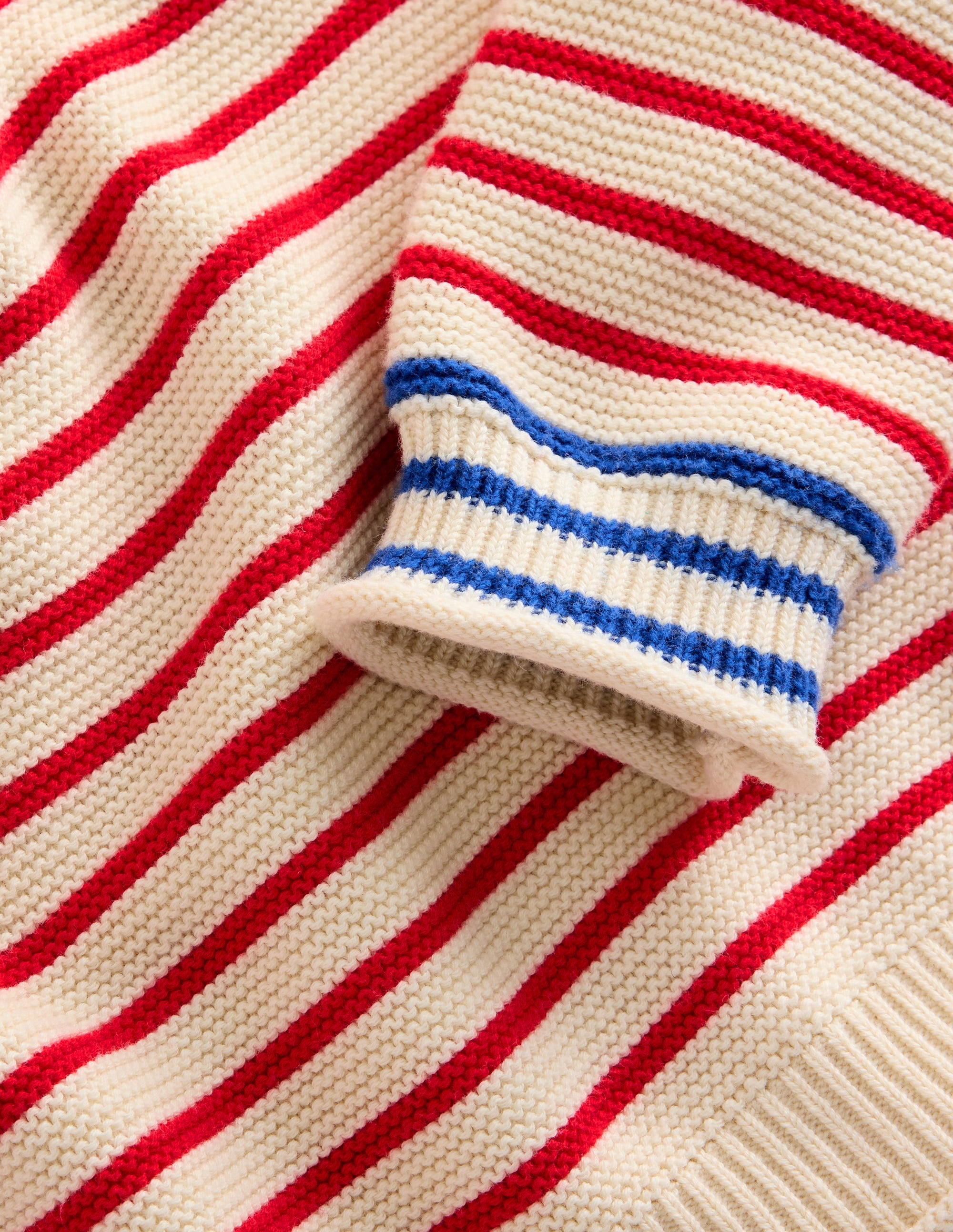  Everyday Stripe Cotton Jumper-Ecru Marl and Jam Red Stripe、mySite、ashleygrahame