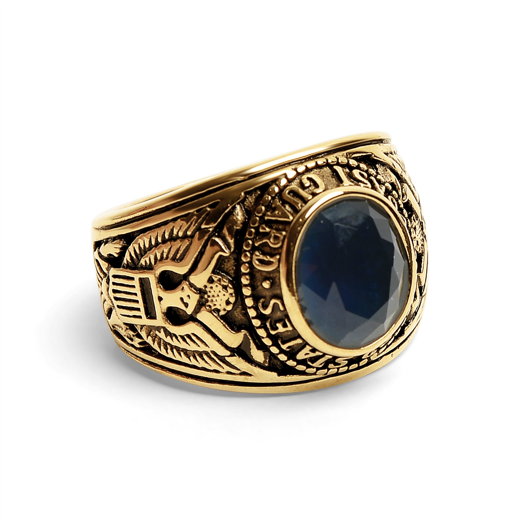 Gold United States Coast Guard Blue Center Stainless Steel Ring / MCR6010、mySite、dreamappss