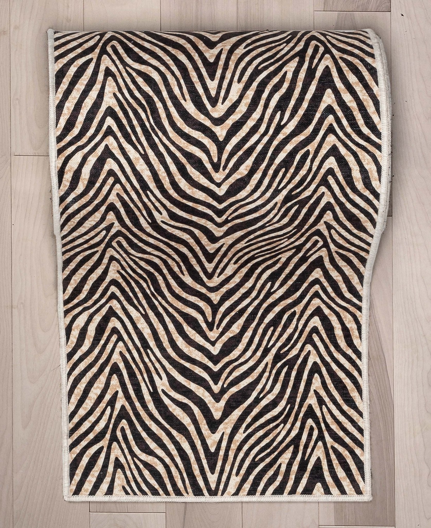 Custom Size Runner Modern Zebra Print Brown Choose Your Width x Choose Your Length Hallway Runner Rug、mySite、gigharbornorthrealestate