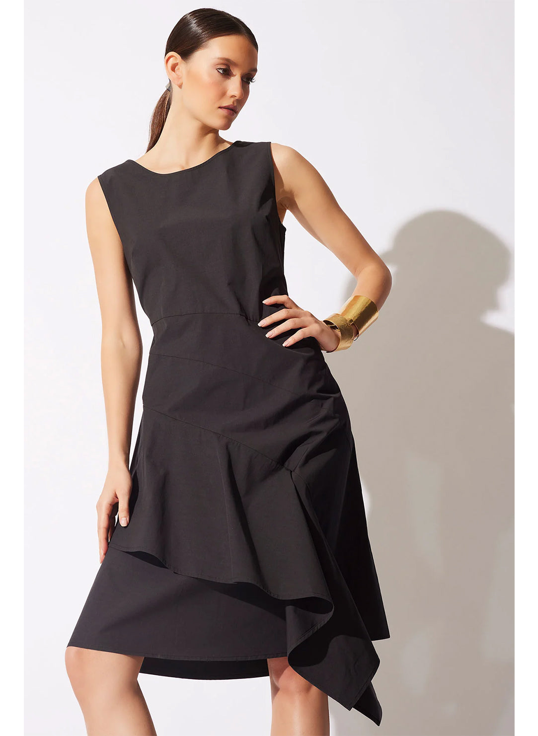  Tech Cotton Taffeta Black Asymmetric Origami Dress、mySite、justintrudeaud
