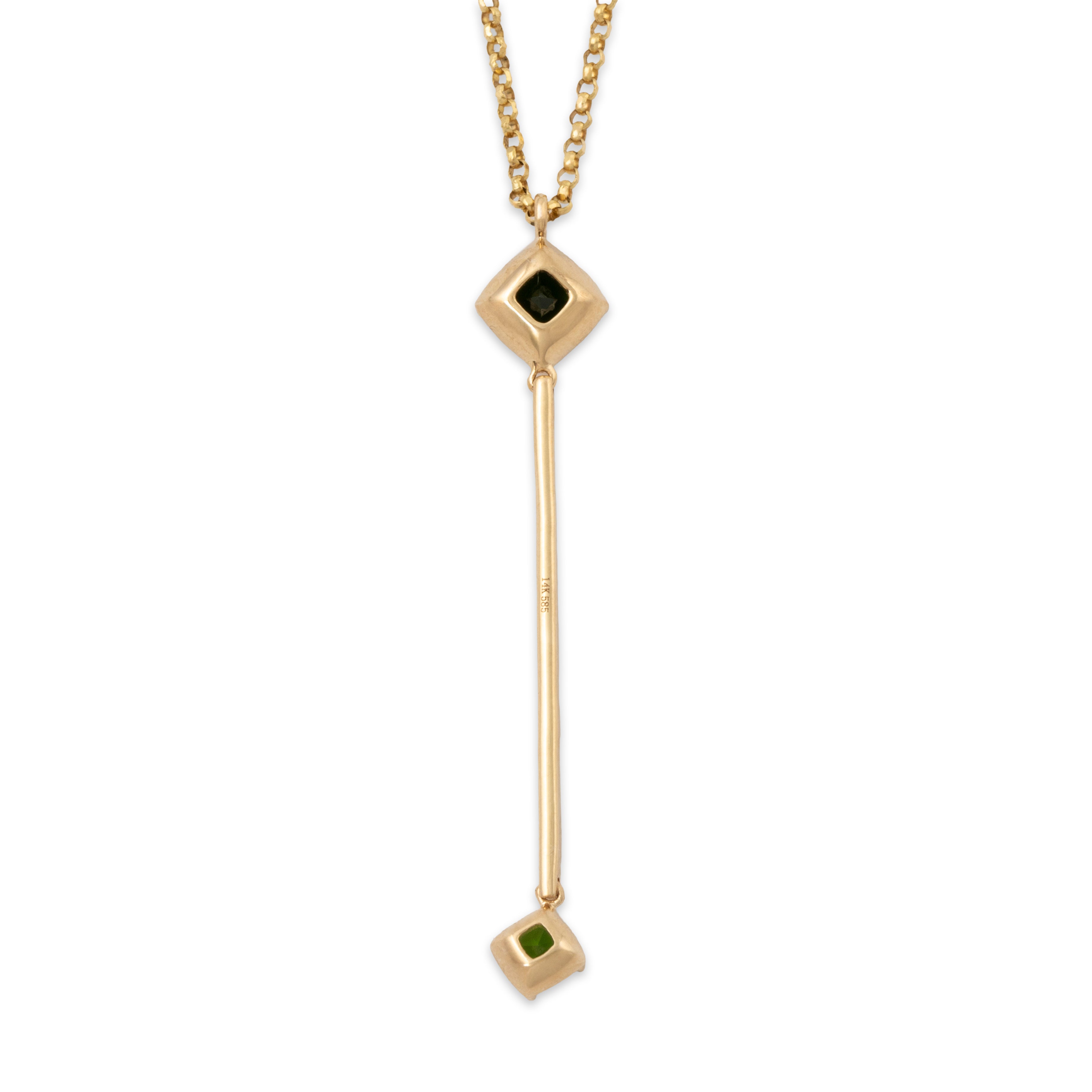 Estate 14k Yellow Gold Tourmaline Tsavorite Modernist Style Necklace 18、mySite、hinf8tx79