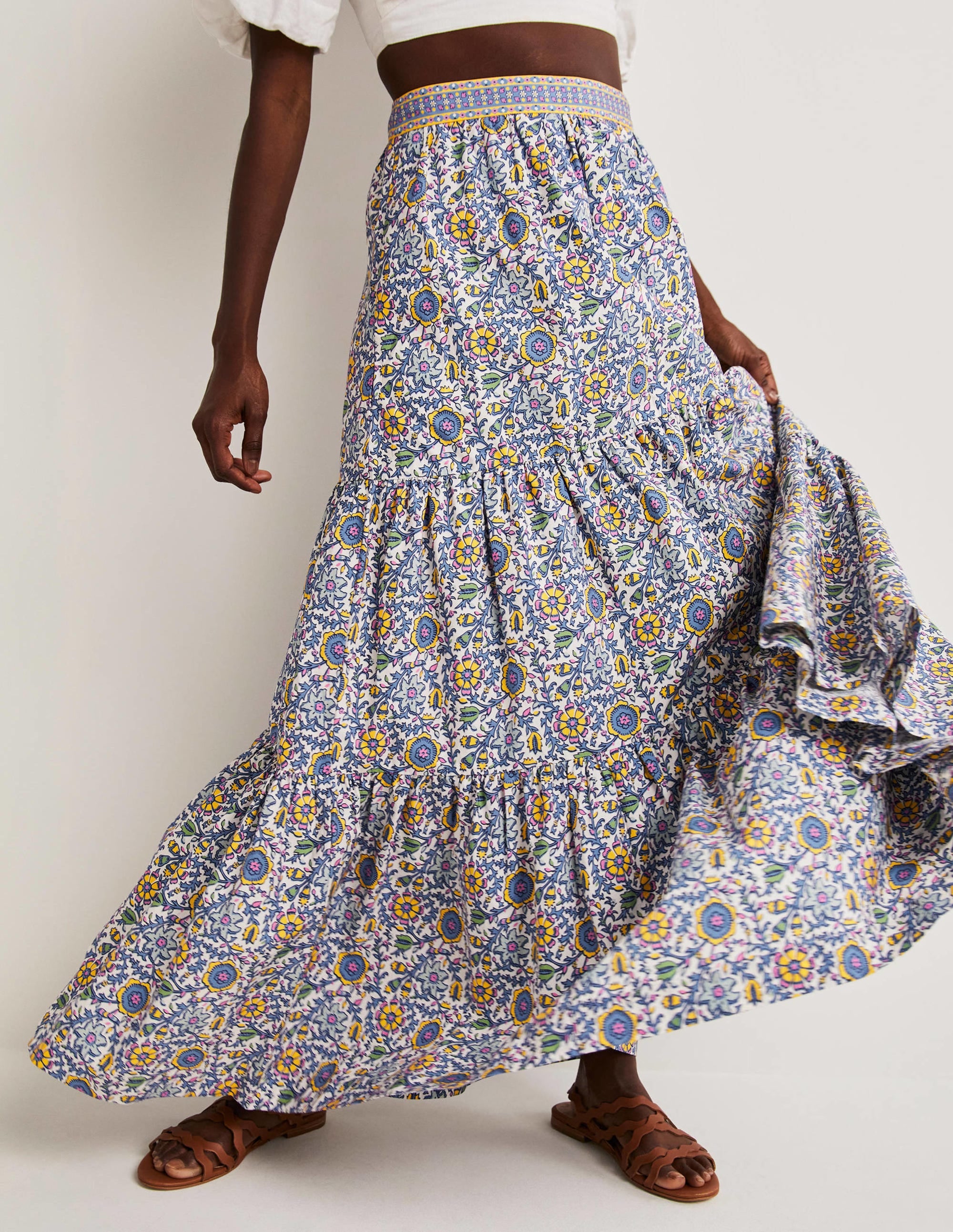  Lorna Tiered Maxi Skirt-Enchanting Twig, Ivory、mySite、ashleygrahame