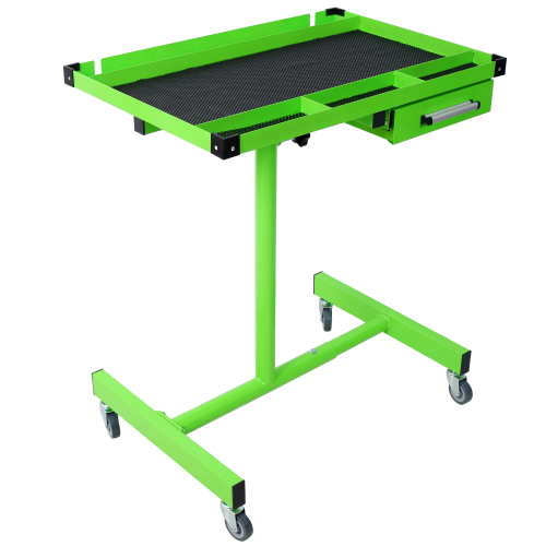Adjustable Tear Down Work Table with Drawer for Garages, Repair Shops, and DIY, Portable, (4) 2.5" Swivel Casters, 220 Pound Capacity, Rubber Corners, Heavy Duty Steel,green、、eastwooduniform